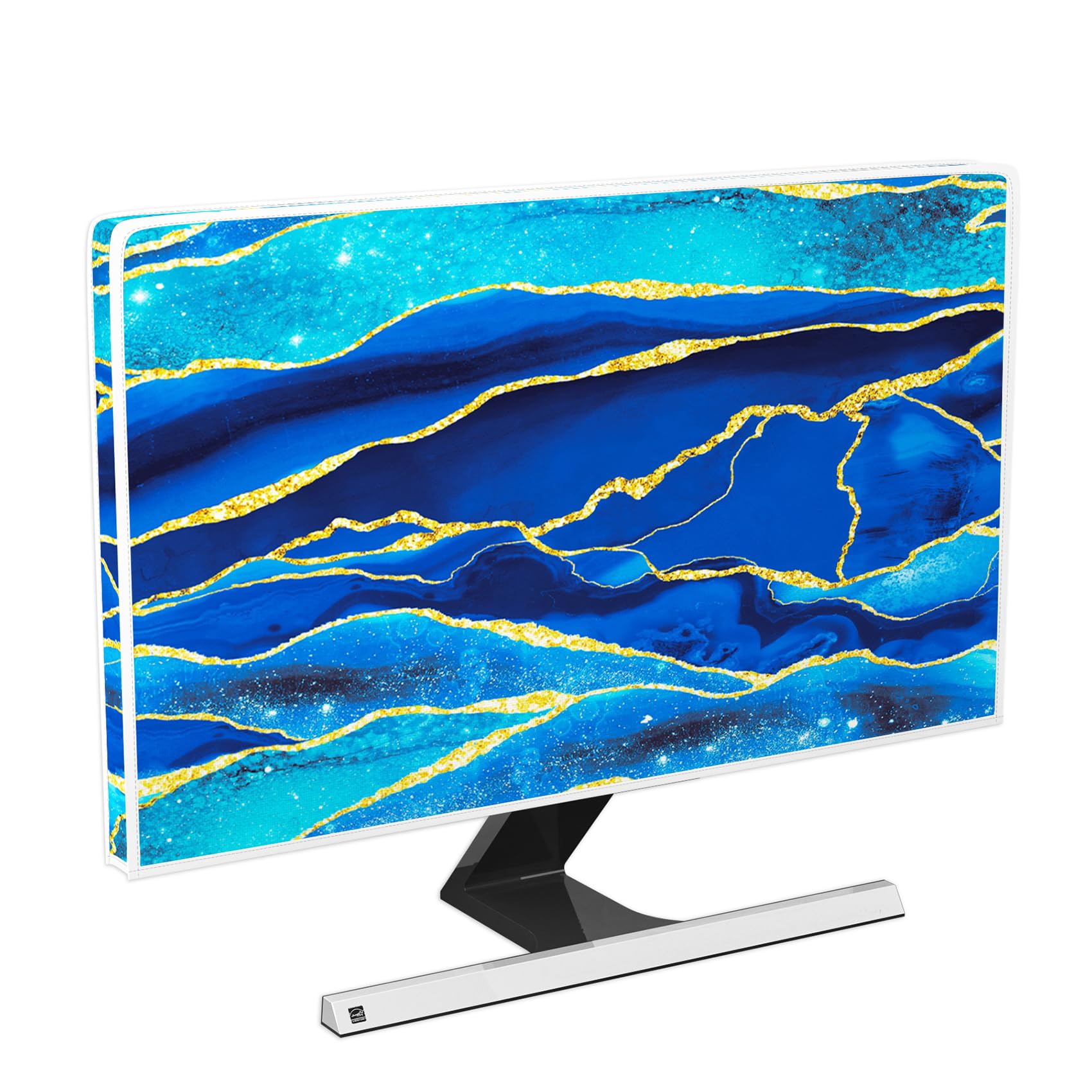 Baocicco Royal Blue Marble Waterproof Computer Monitor Dust Cover 22, 23, 24, 25 Inch Creative Design Monitor Accessories Laptop TV LCD Screen Monitor