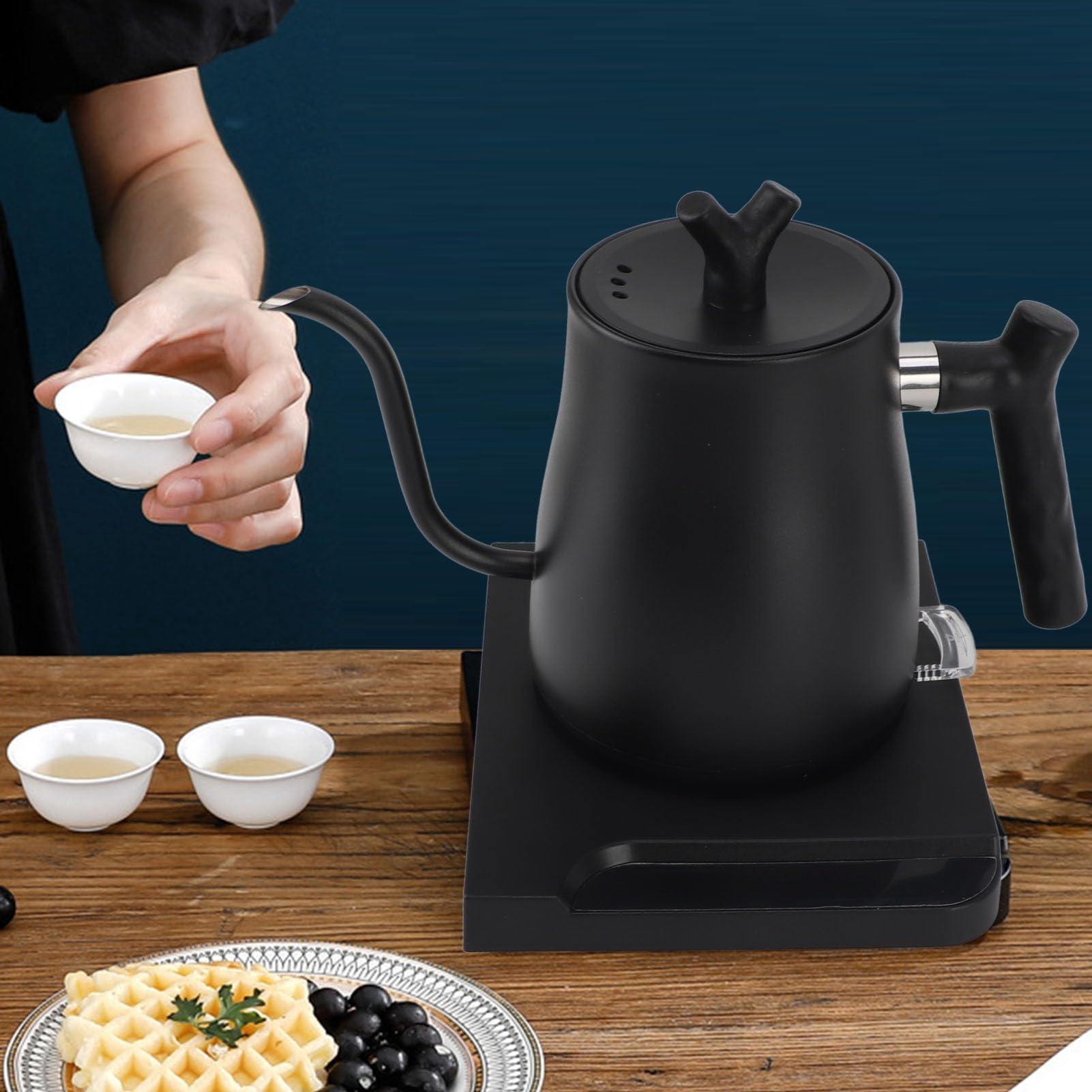 Hervidor Eléctrico con Cuello de Cisne de 1000 W, Calentamiento Rápido, Acero Inoxidable, Capacidad de 800 Ml con Vertido Preciso, Ideal para Preparar té y café (Enchufe europeo