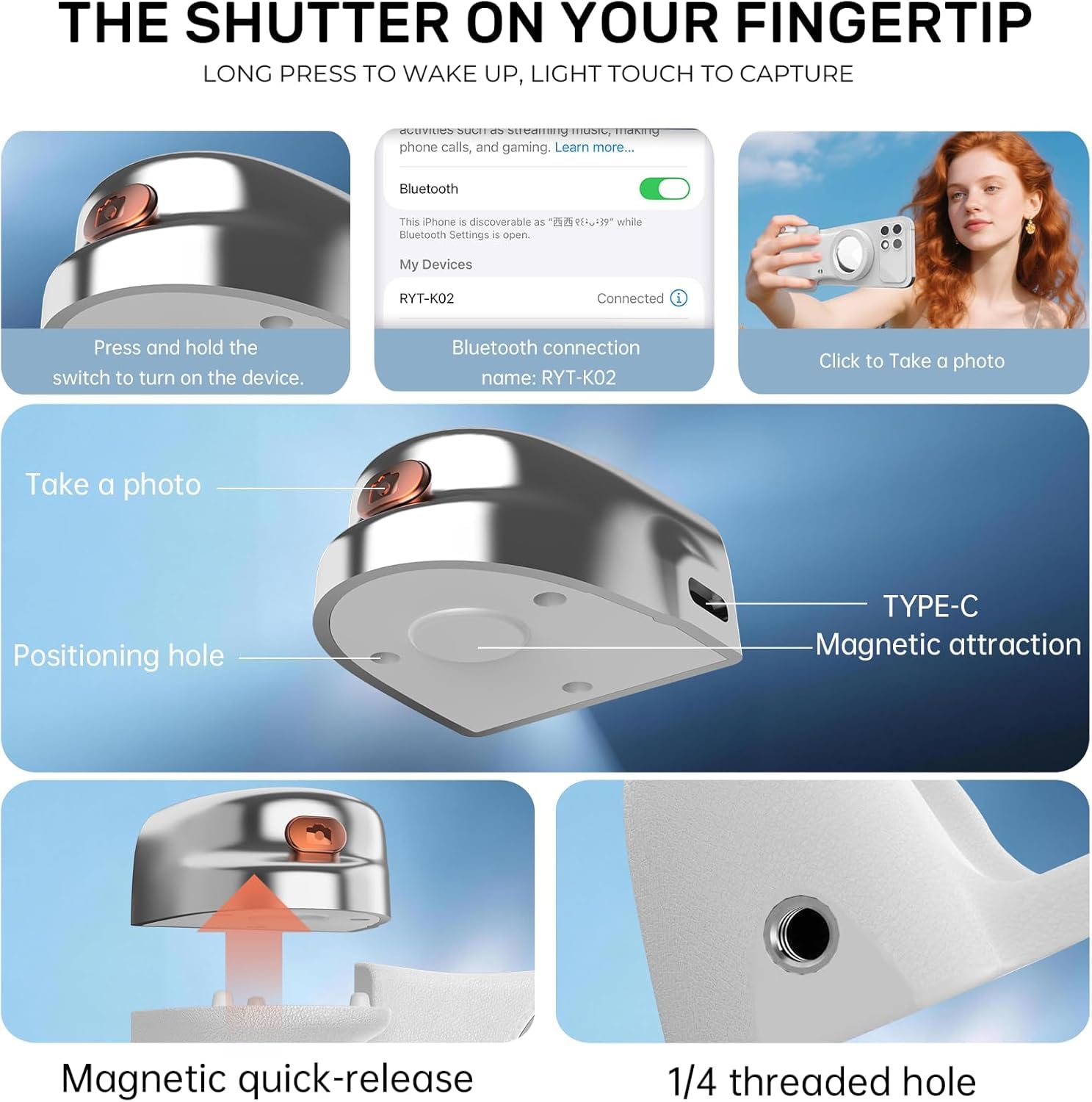Supporto magnetico per telefono con controllo Bluetooth staccabile, maniglia per fotocamera smartphone per iPhone e Android con luce di riempimento selfie, otturatore ergonomico in stile DSLR per