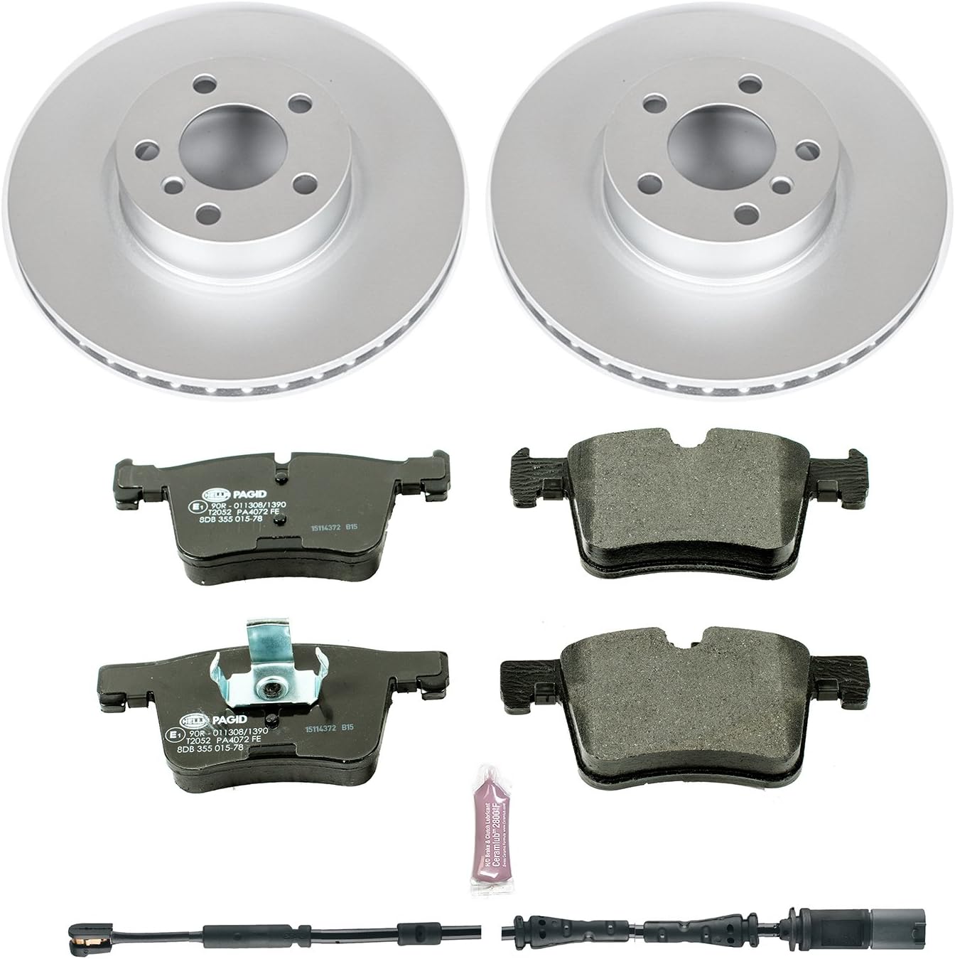 Power Stop ESK6038 Euro-Stop Brake Kit and 1 Front Sensor Wire For BMW X3 2011-2017, BMW X4 2015-2018 [Model Specific]
