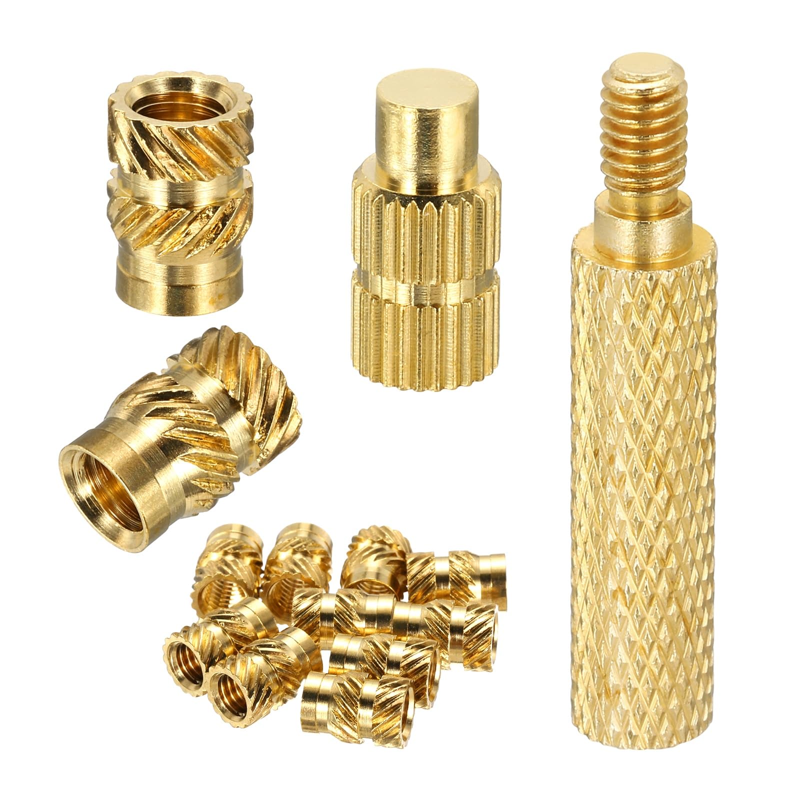 sourcing map 10Set M5 Heat Threaded Inserts with Soldering Tip, 7mm OD, 10mm Height, Brass Nut Rod Inserts Knurled for 3D Printing Component Plastic Part โ image 1