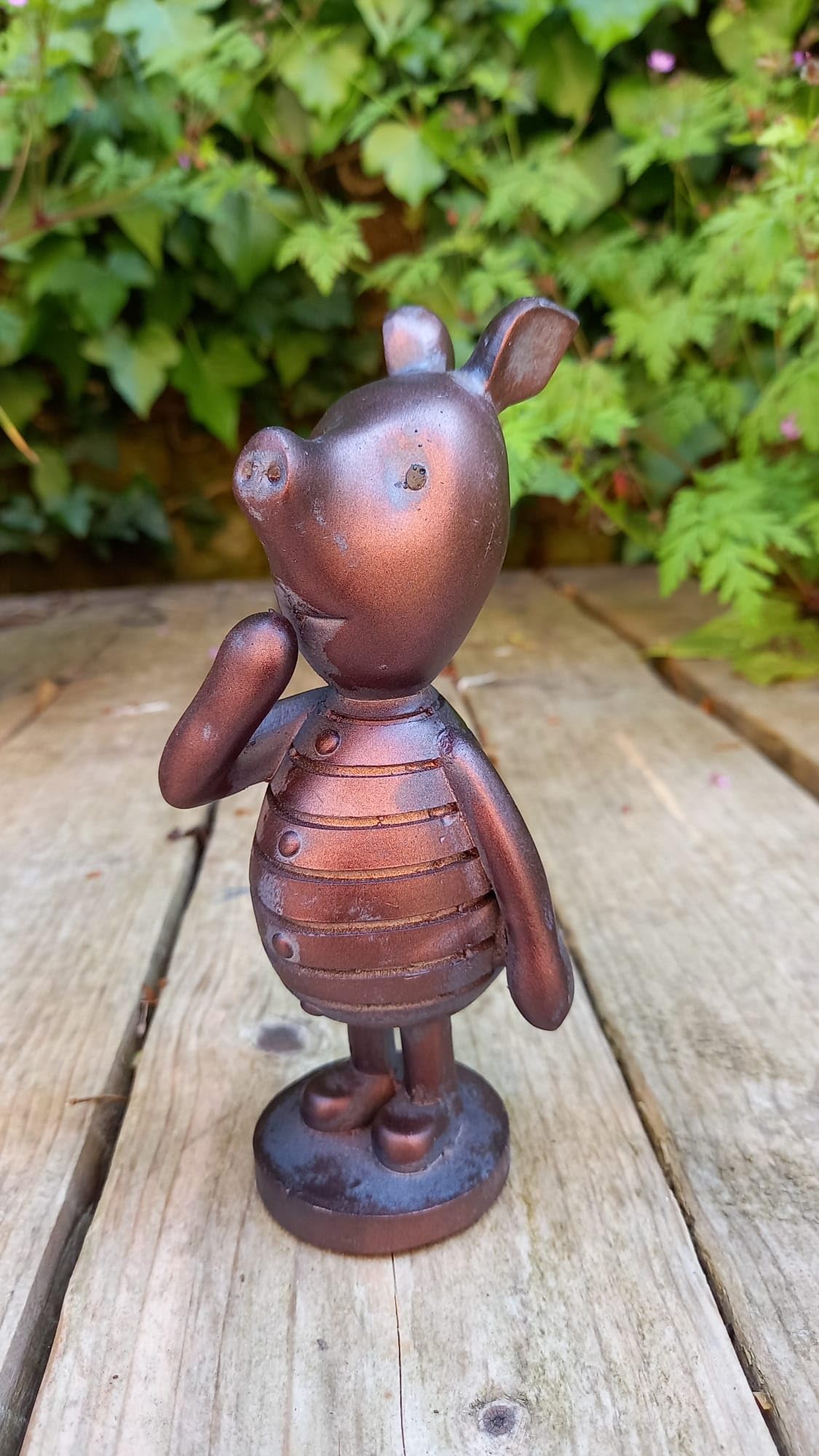 Piglet Garden Sculpture Ornament Decor Statue - Aged Bronze Effect Resin - 16cm Tall