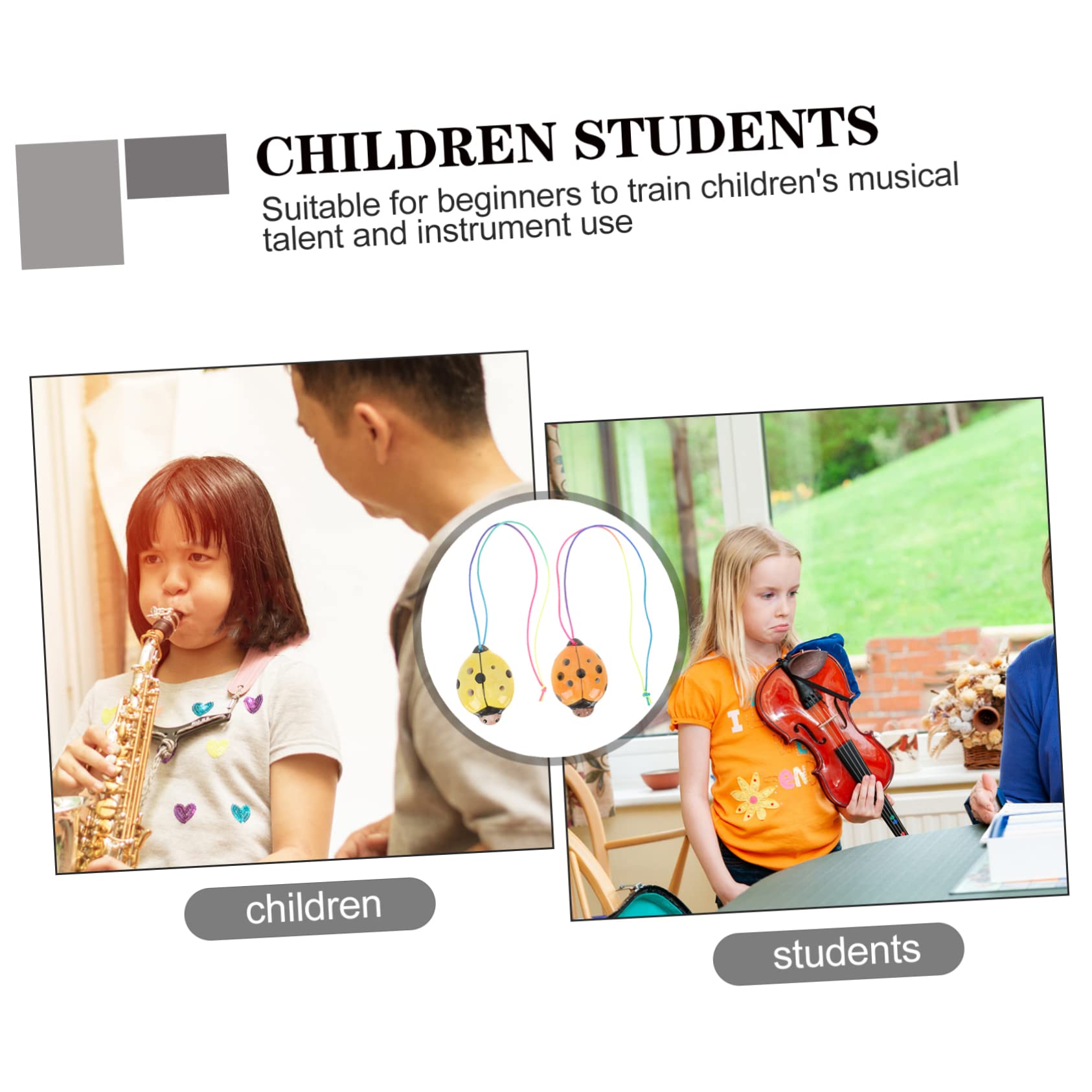 Yardwe Ocarina Instrument for Boys and Girls 6 Hole Ceramic Ocarina Easy to Play Beginner's Wind Instrument Ladybird Shape Random Color