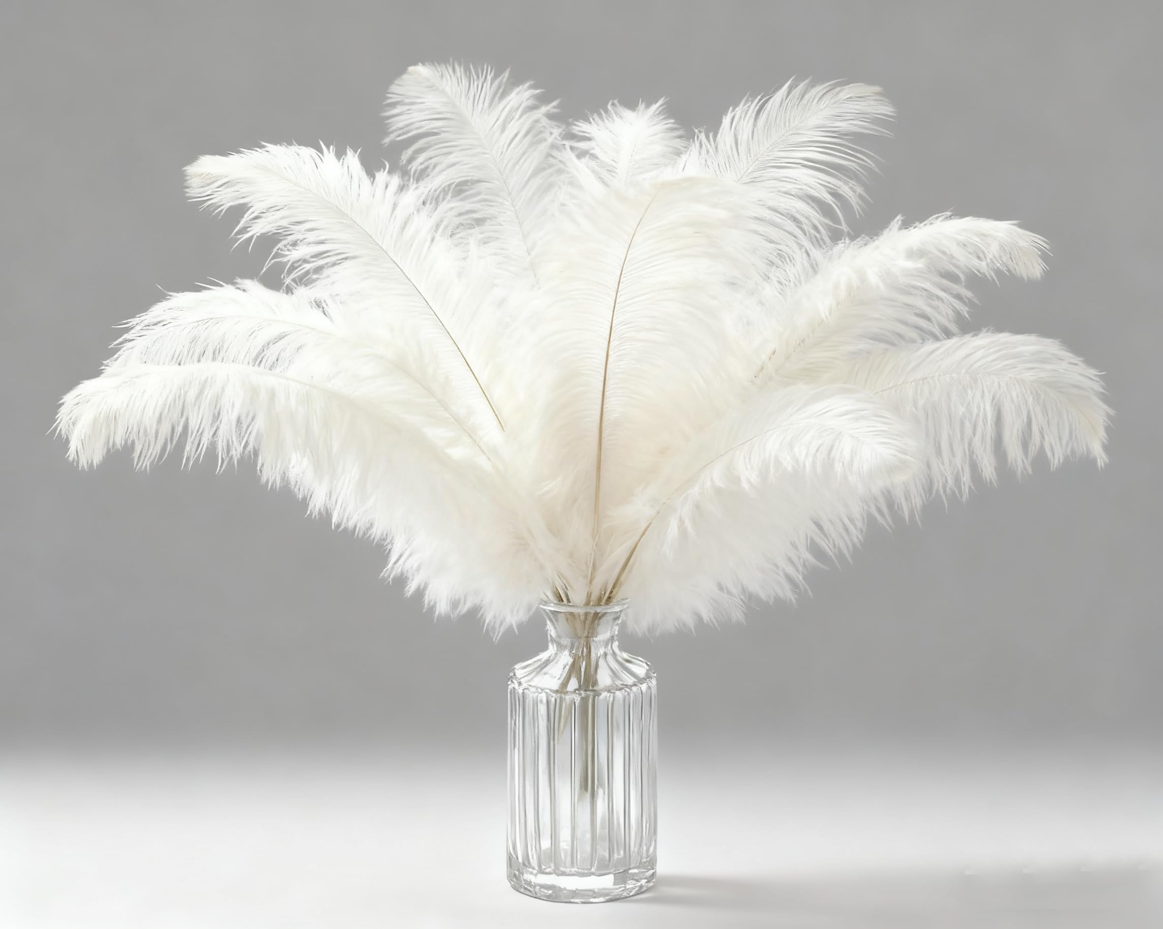 Natural Ostrich Feathers 10pcs 10-12 inches (25-30cm) Soft Fluffy Feathers for Crafting Perfect DIY for Vase Fillers Wedding Decor & Christmas Home Ornaments (White)