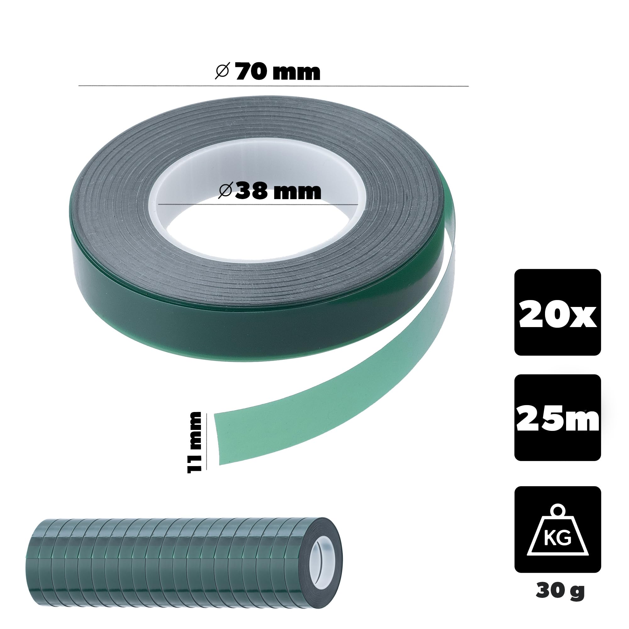 KADAX Juego de Pinzas de unión para Plantas, Incl. 20 Rollos de Cinta de unión y Grapas, Ideal para Atar rápidamente Tomates, pepinos y Plantas trepadoras (Verde)
