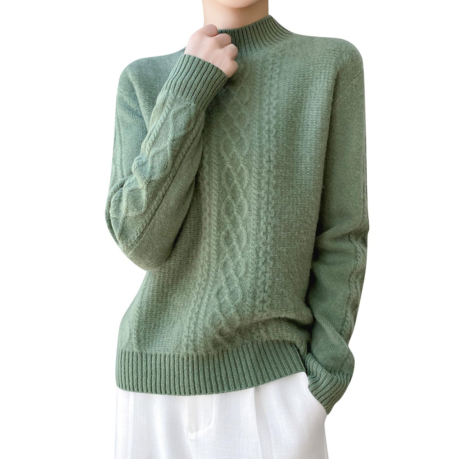 Générique Pull Femme Slim Tendance Décontractés Doux Pullover Confortable Chaud col Montant Manches Longues Informal Sweatshirts Automne Hiver Moderne Style Couleur Unie Chandail