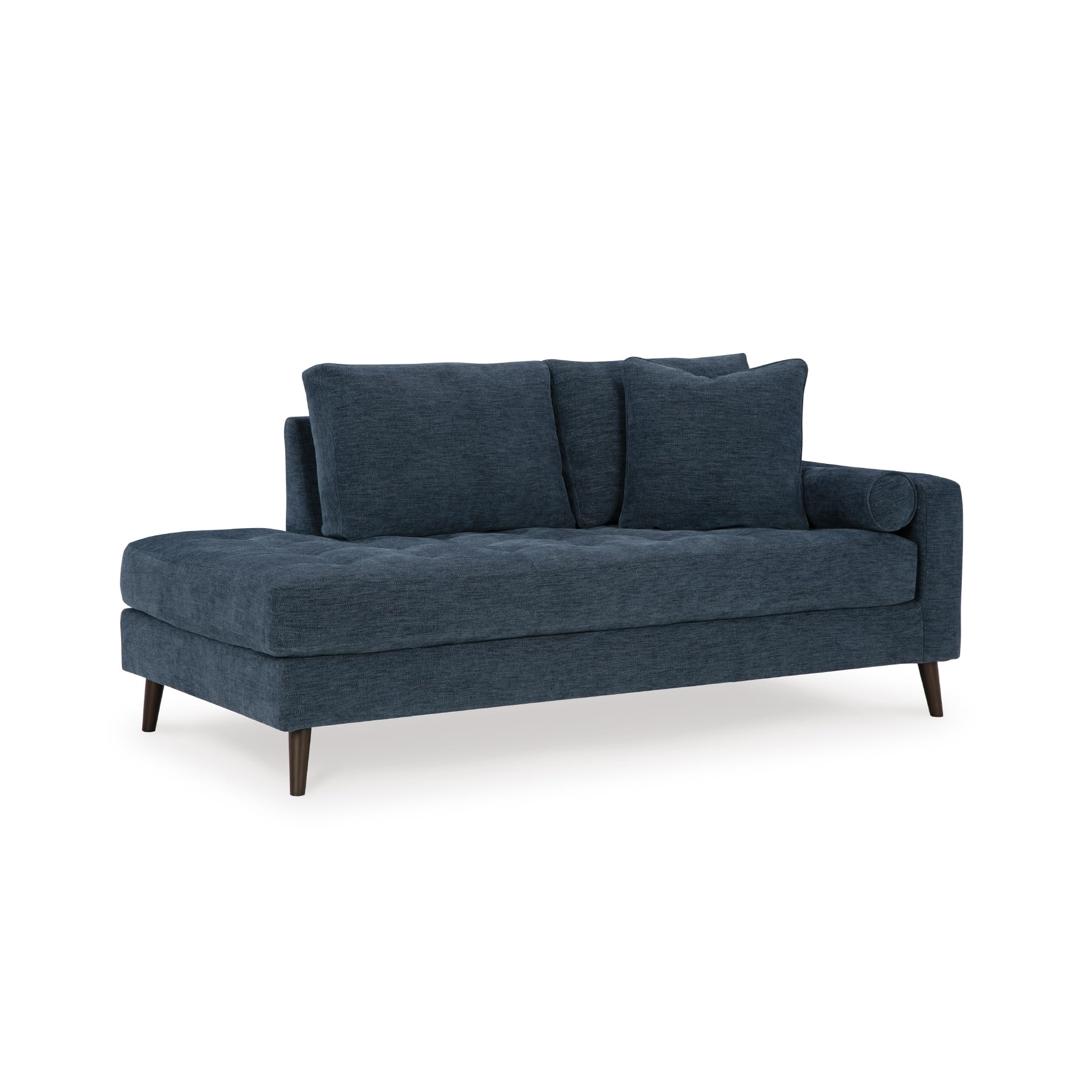 Signature Design by Ashley Bixler Classic Tufted Right-arm Facing Corner Chaise with Tapered Legs and Removable Cushions, Blue