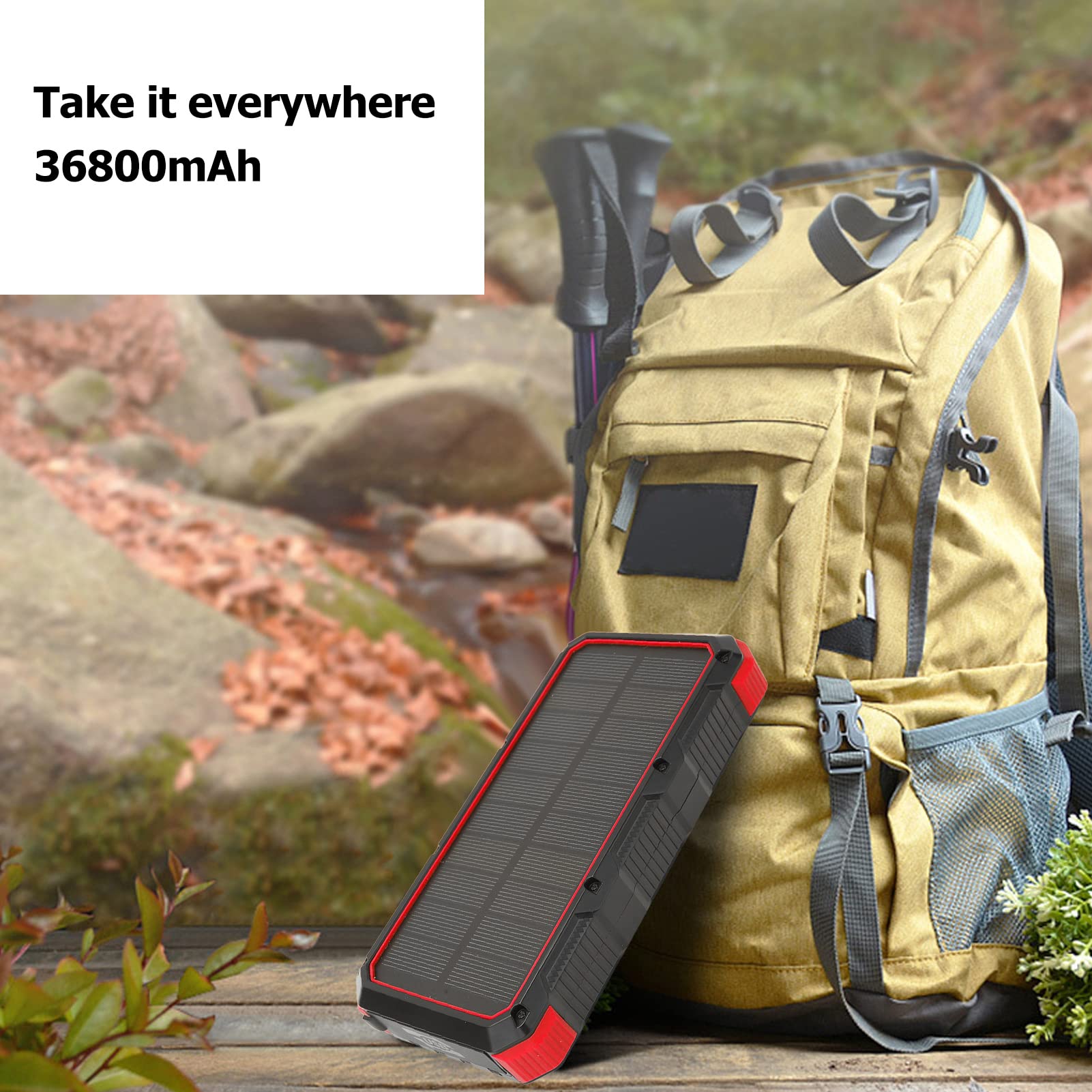 Chargeur Solaire Power Bank, 36800 mAh étanche Anti-poussière 5 V 3 A, Chargeur Solaire Portable pour Camping randonnée Voyage Festival extérieur