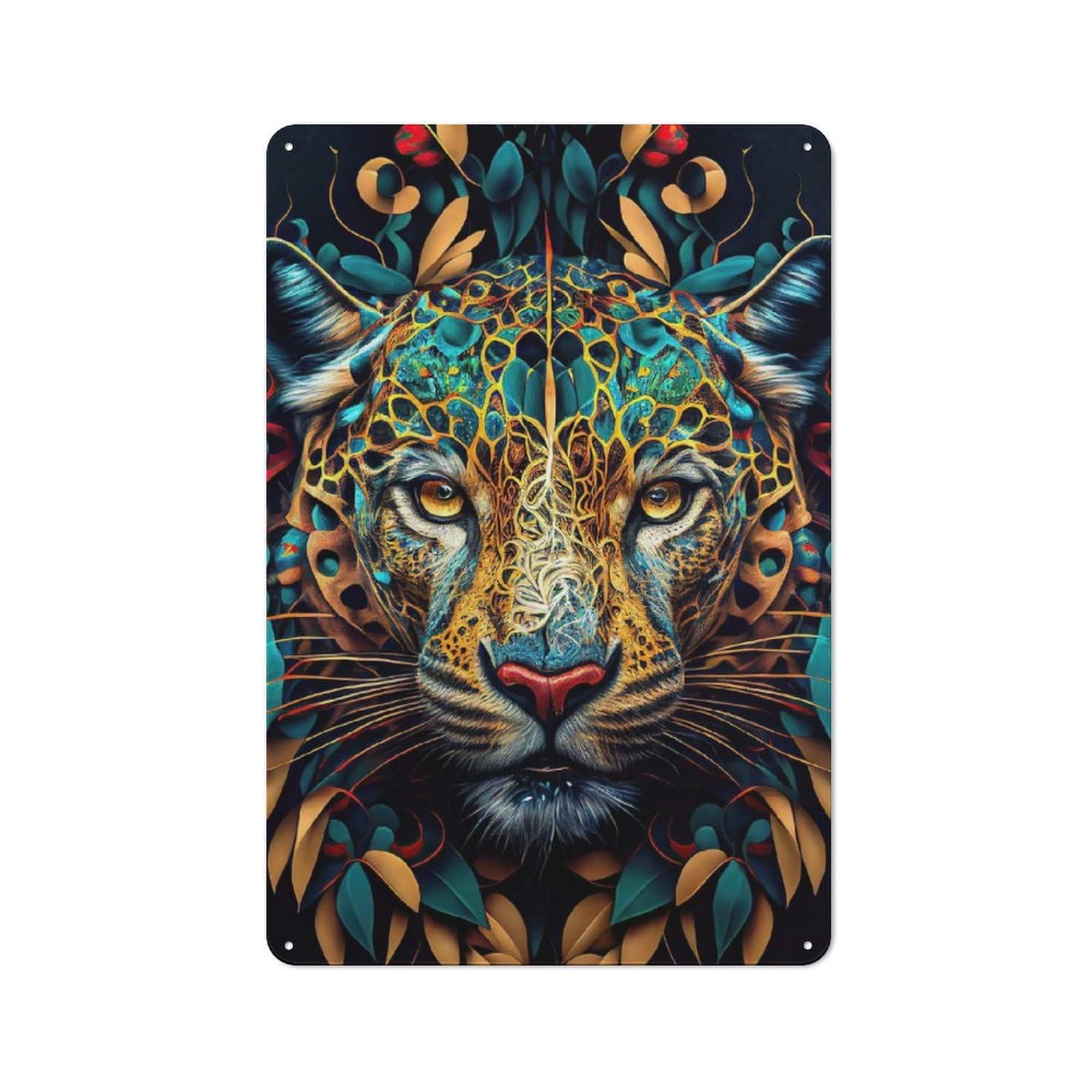 Junmoney The Cunning Jaguar Tin Wall Plaque With Design 30X20cm, Country Vintage Cottage Wall Art For Kitchen, Cottage, Porch Or Garden Room