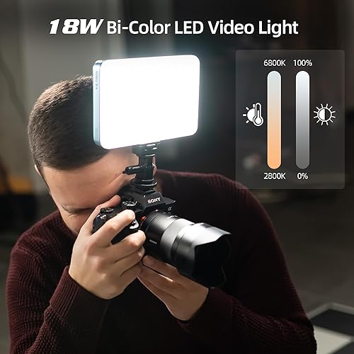 Miniatura 3 de Viltrox Luz de video LED bicolor de 15B, 18W 2800K-6800K CRI 95+, iluminación de fotografía LED en cámara con zapata fría, 2200 mAh recargable (con