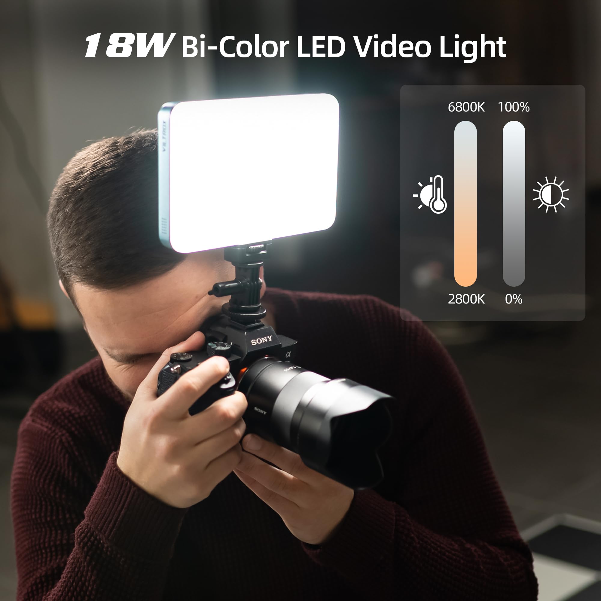 VILTROX Luz De Vídeo Led Bicolor Viltrox15B Para Câmera, 18 W