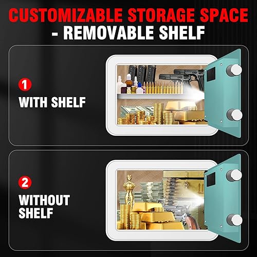 Miniatura 6 de Caja de seguridad impermeable ignífuga de 1.0 Cu para uso doméstico con pantalla LCD, caja de seguridad con teclado digital y cerradura de llave,