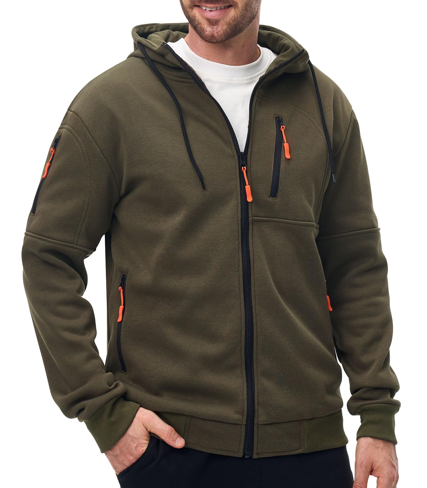 Comilaka Herren Hoodie Fleece Kapuzenpullover mit Reißverschluss | Kapuzenjacke,Freizeit,Hooded,Langarm,mit Taschen,Sweatshirt,Herbst,Winter