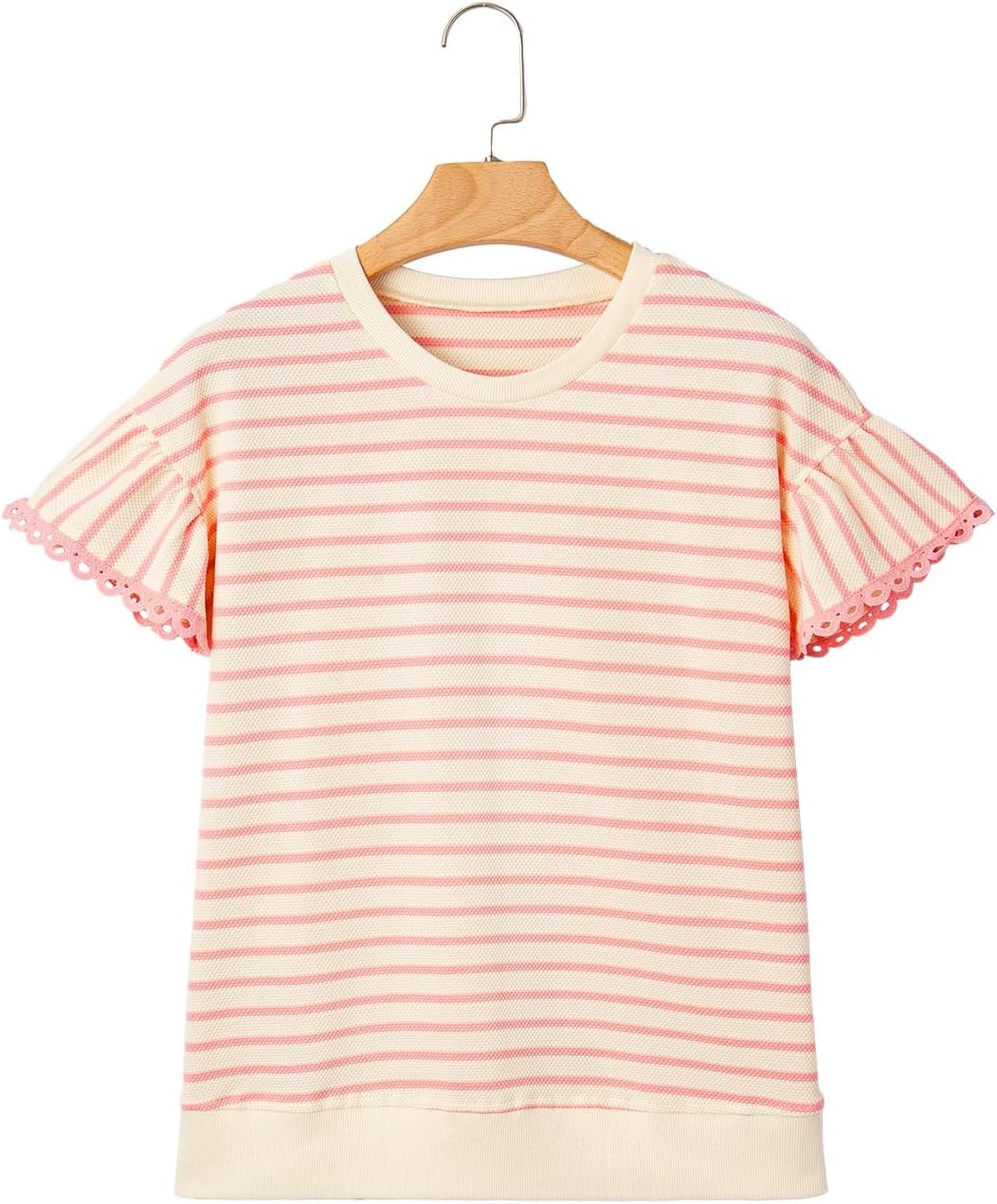 SHEWIN Women Summer Loose Fit Tops Trendy Rib Knit Stripe Shirt Business Dressy Casual 2026 - Image 6