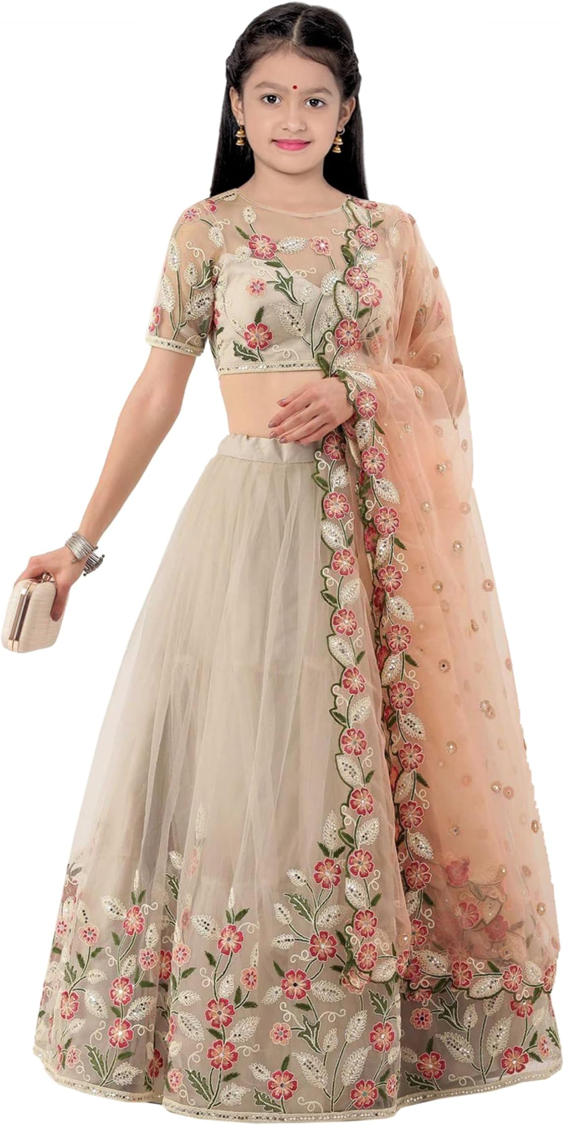 Suppar SleaveLehenga Choli Ethnic Wear Embroidered Lehenga, Choli and Dupatta Set