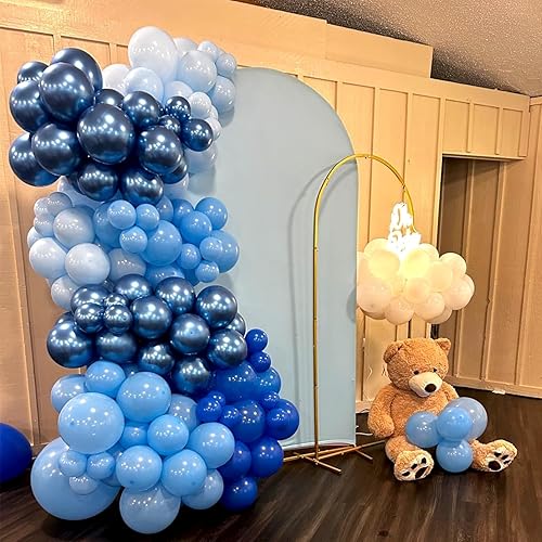 Miniatura 6 de NISOCY Kit de arco de guirnalda de 124 globos azules, 18, 12, 10 y 5 pulgadas, color azul claro, azul real, azul metálico, globos para baby shower,
