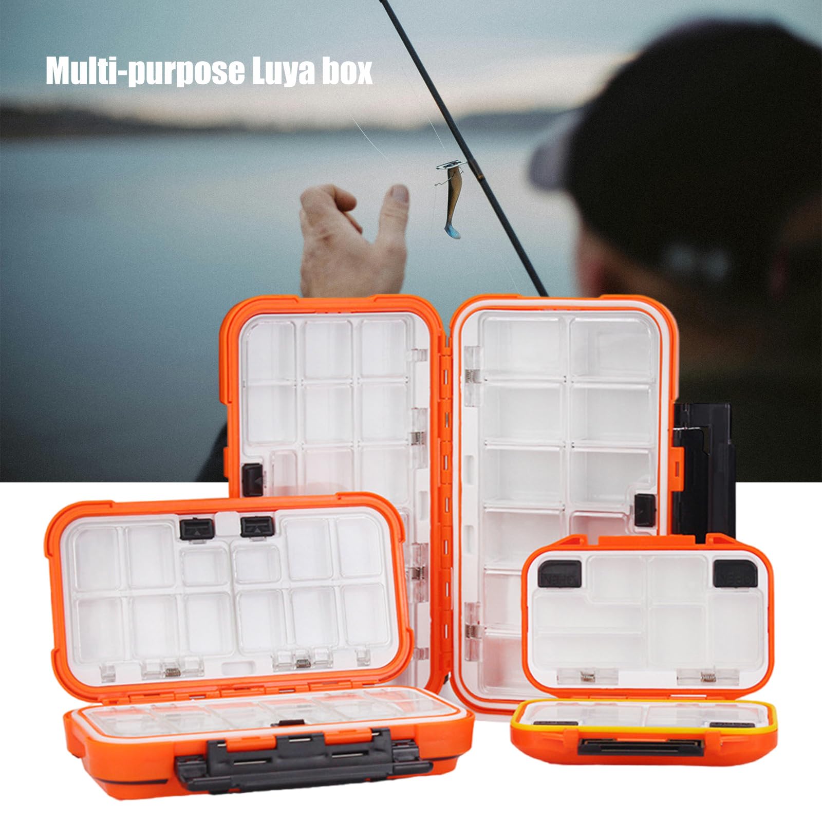 QIEIEI Fishing Lures Box Outdoor Fishing Tool Box Portable Tackle Case Organizers Double Sided Lures Hook Organizers Enduring