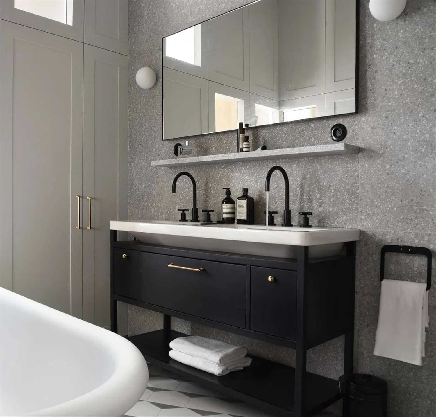 Brushed Brass Cabinet Handle Solid Zinc Alloy Kitchen Handle Furniture Bar Pull Drawer Knob and Handles for Dresser Cupboard 1Pcs (Color : 052TLS-96mm, Size : 6pc)