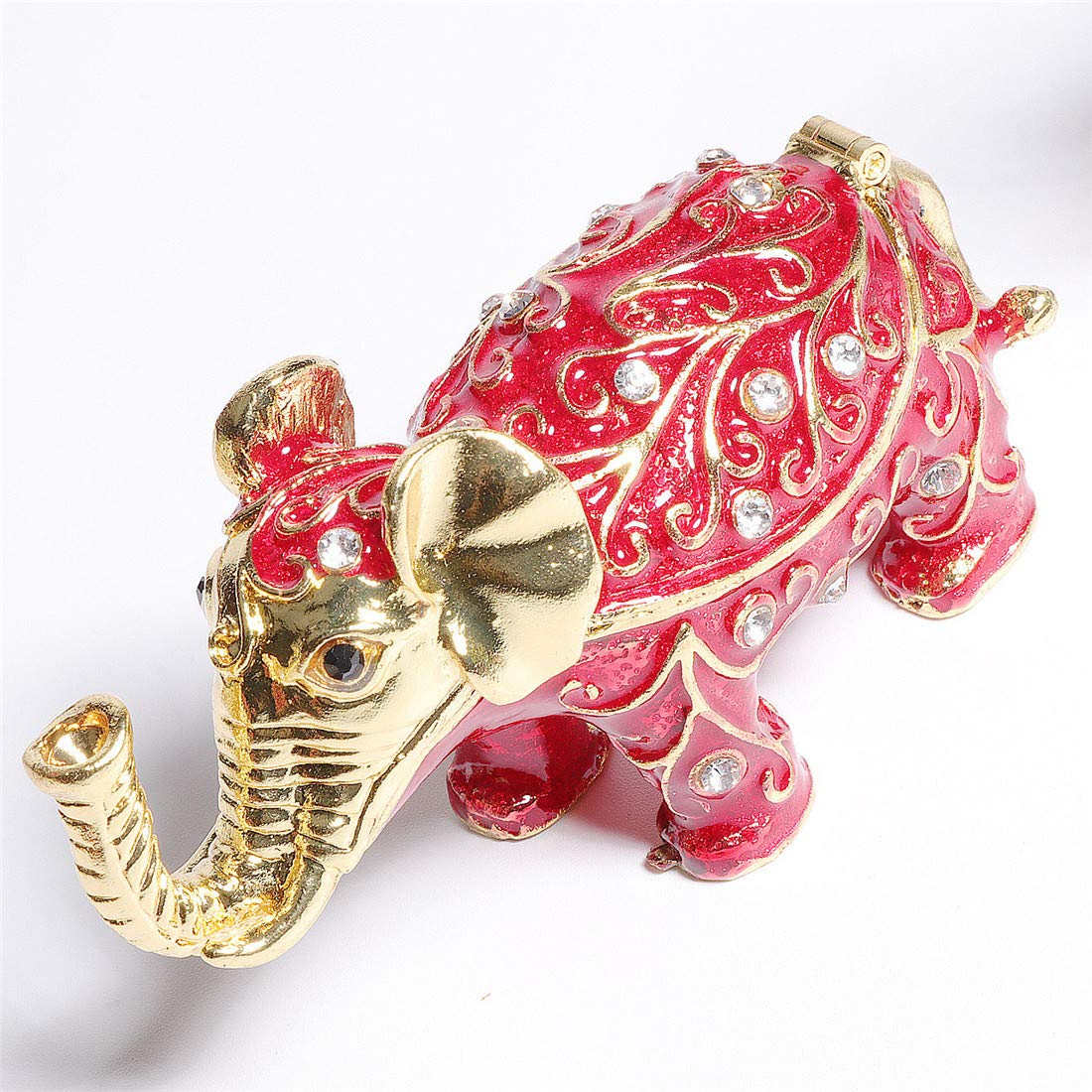 Waltz&F Elephant Trinket Box Hinged Hand-painted Figurine Collectible Ring Holder