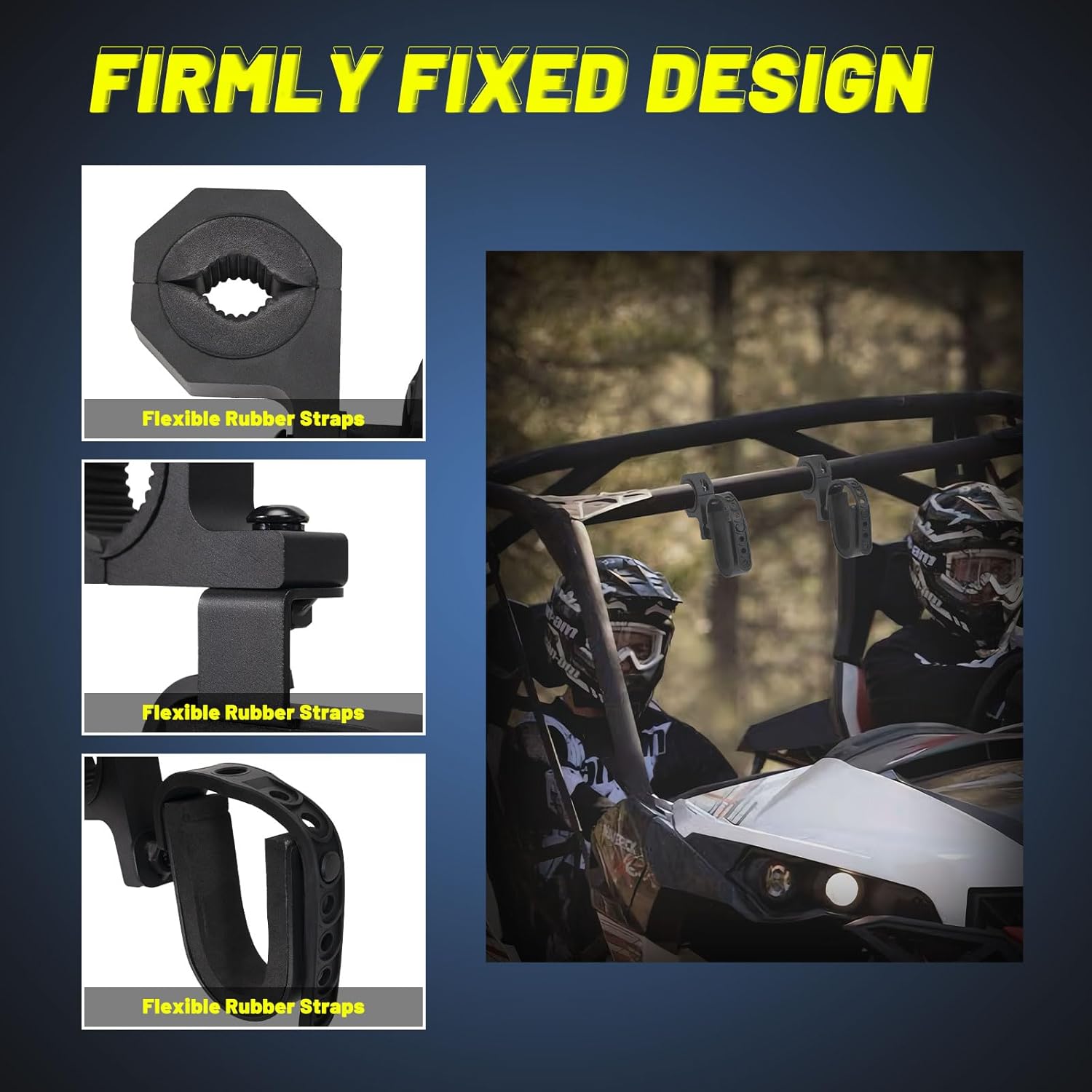 YCHOW-TECH UTV Hunting Tool Holder Rack, Roll Bar UTV Tool Holder Shovel Mount Bow Rack Fits 1.75”- 2” Roll Bars