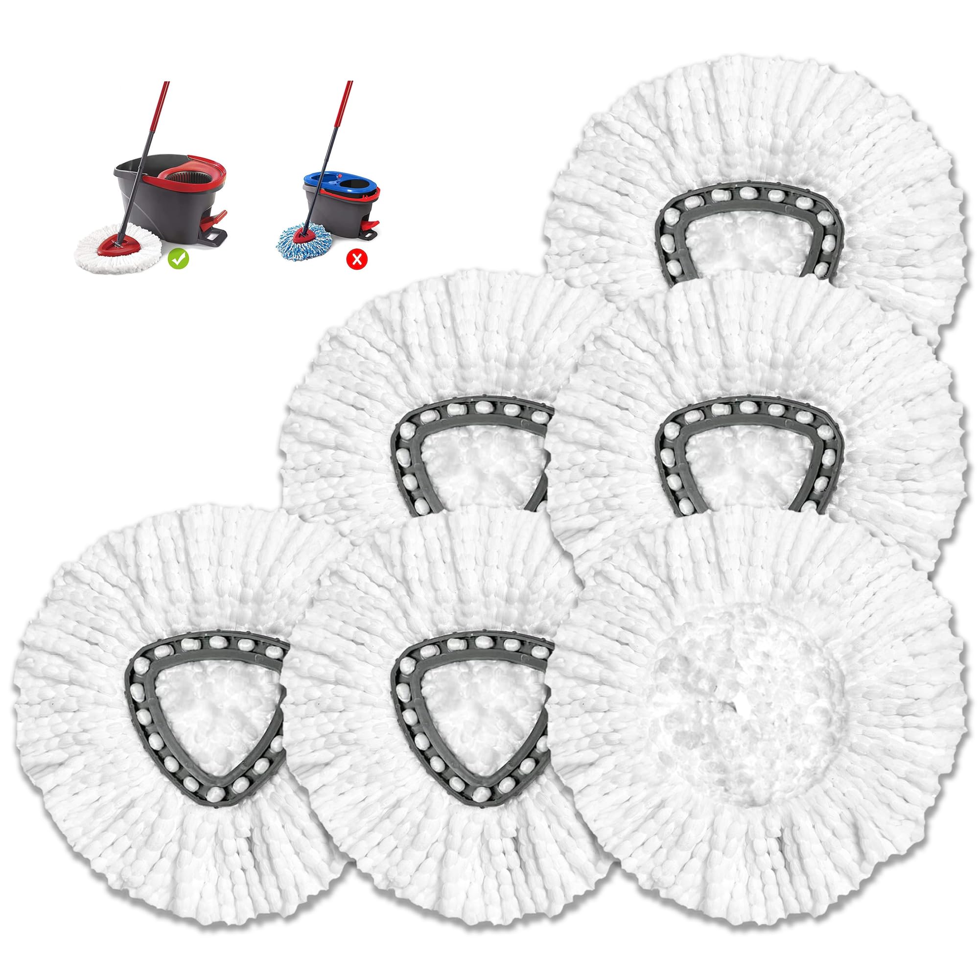 CleamsHomes6 Pack O Cedar Mop Replacement Head for-O Cedar EasyWring Mop Refills Compatible with Triangle Spin Mop - Microfiber Mop Easy Cleaning Floor Head Mop for Floor Cleaning