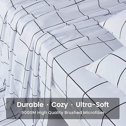 Miniatura 3 de SLEEP ZONE Juego de sábanas de microfibra ultra suave, transpirable, doble cepillado, bolsillo profundo, juego de sábanas de fácil cuidado de 4