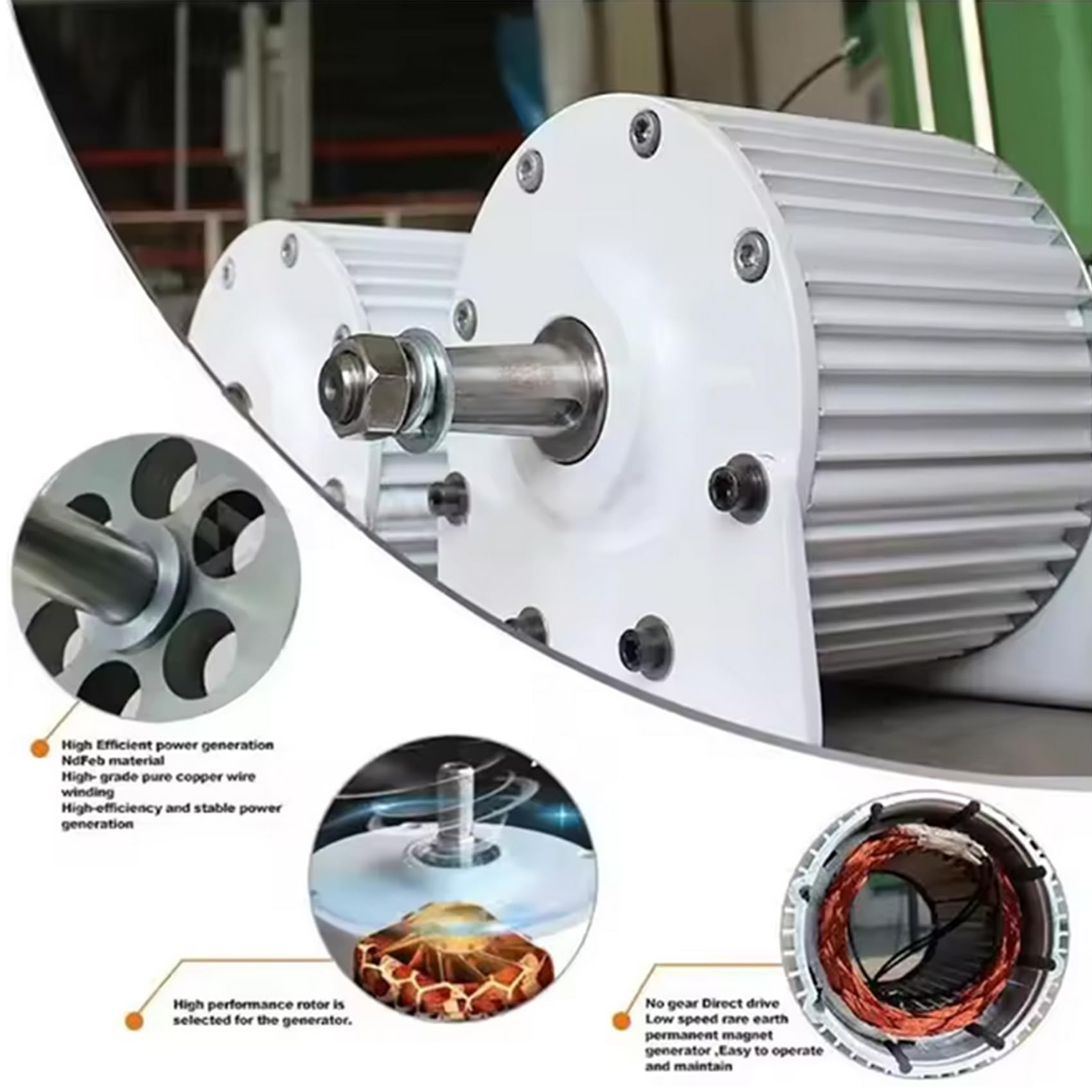 Generatore a Magneti Permanenti a Basso RPM 12000W Generatore AC Trifase a Magneti Permanenti, per Turbina Eolica o Turbina Idraulica (con Controller)
