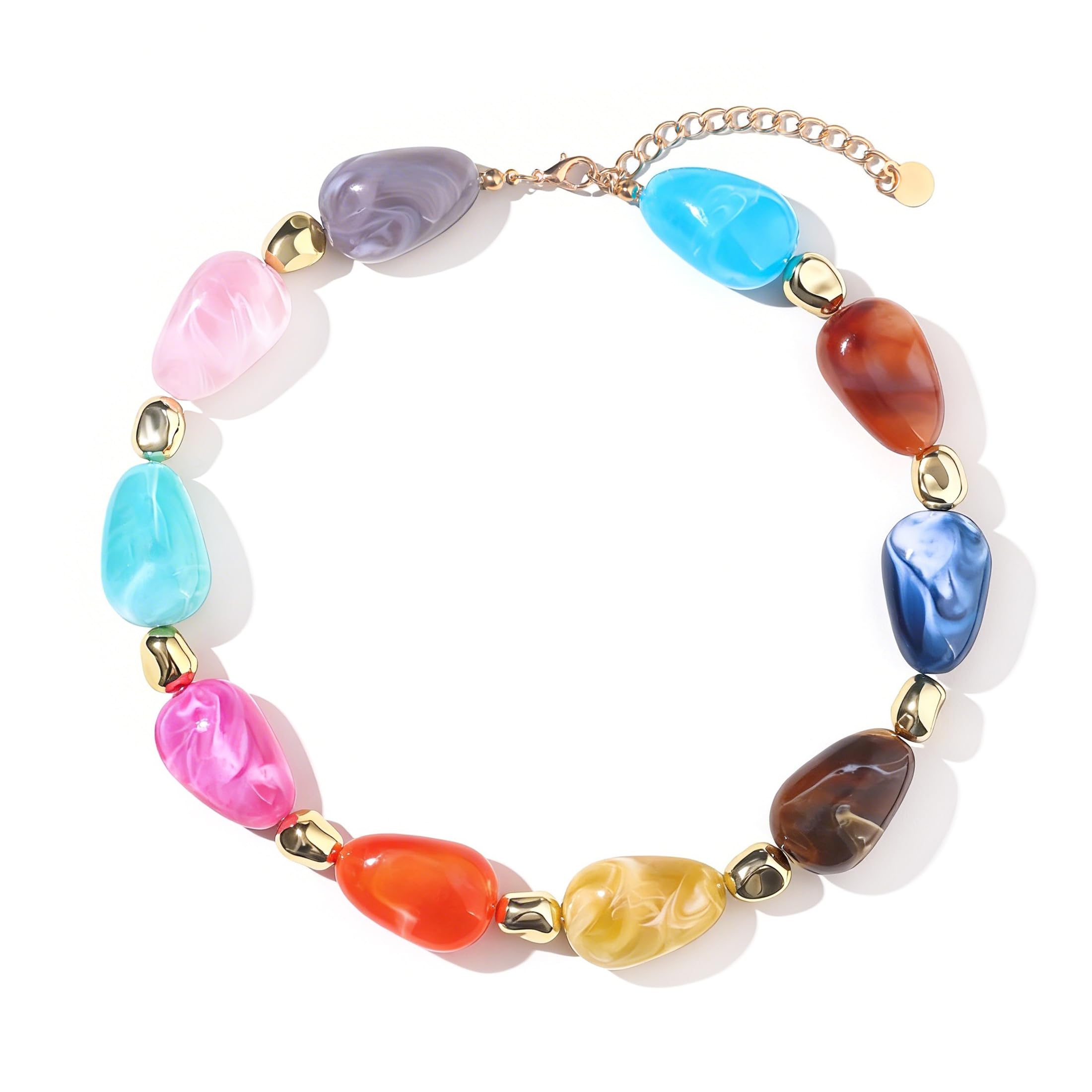 Colorful Beaded Necklace for Women Unique Resin Beads Choker Necklaces Boho Statement Chunky Necklace Summer Vacation Jewelry — view 11