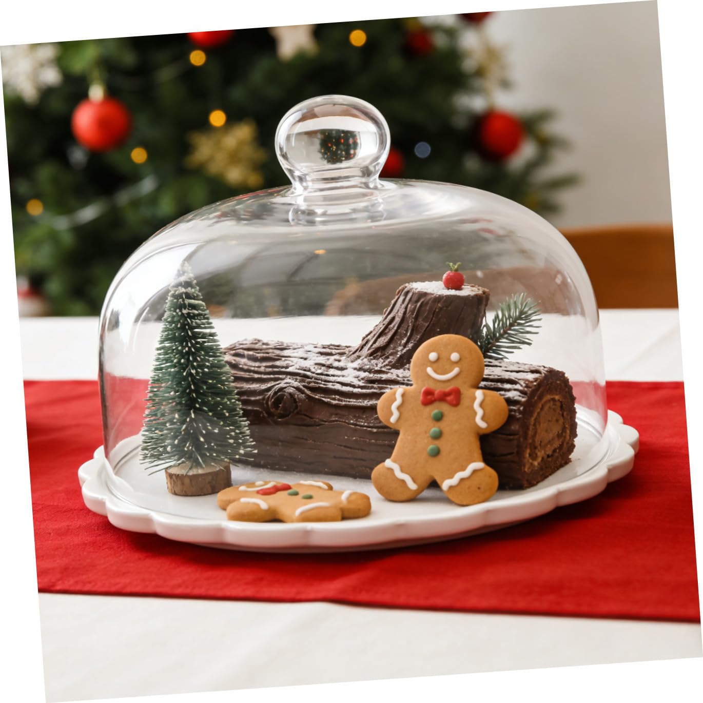 Tapa Protectora para Pasteles de Vidrio Transparente Base Cerámica Campana para Alimentos y Postres Cubierta Anti Polvo para Cocina y Repostería