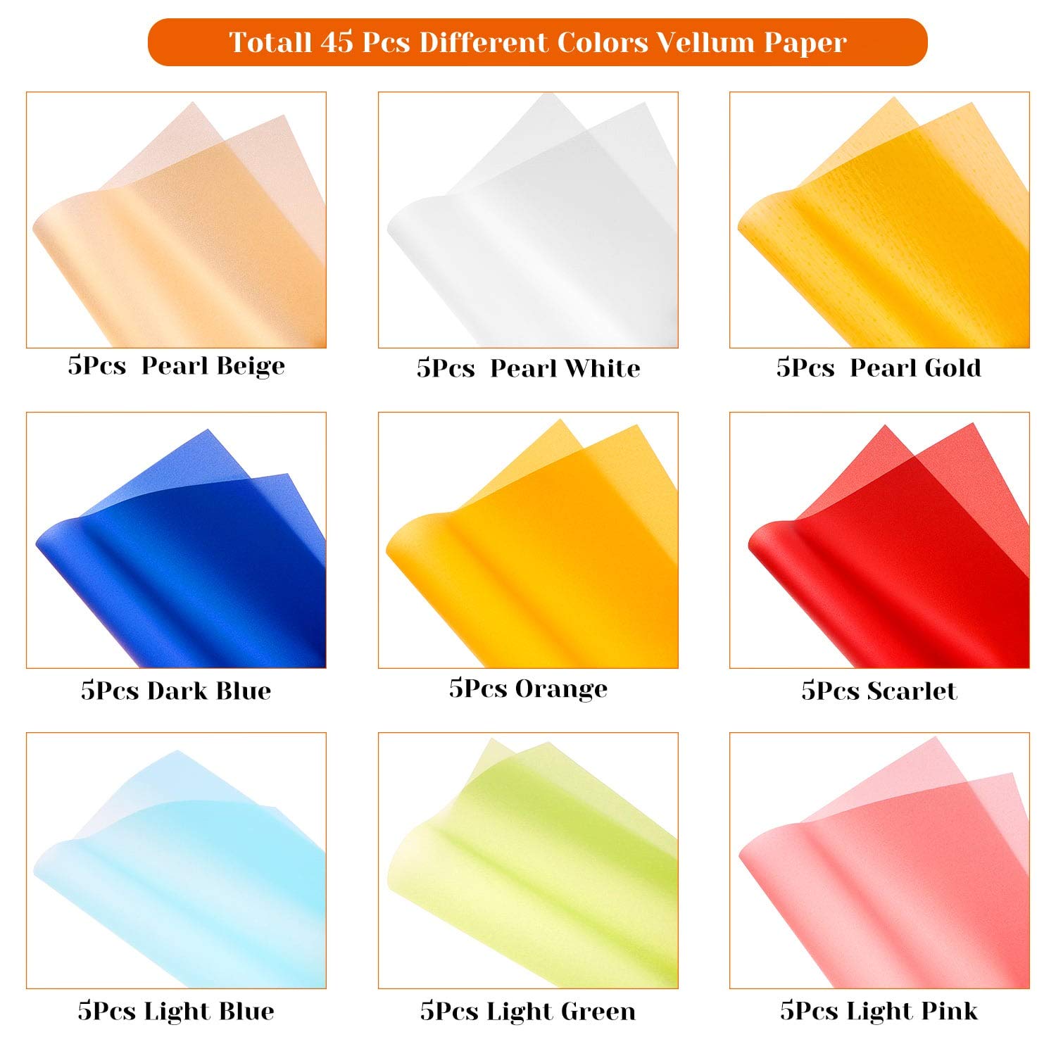 Colored Vellum Paper 8 5 X 11 Cridoz 9 Colors Transparent Clear Vellum 