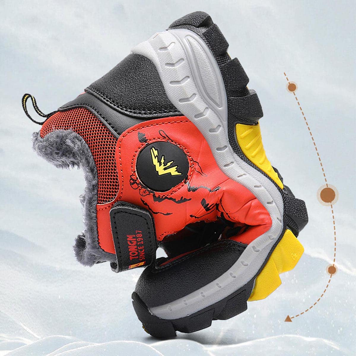 YUKTOPA Buty zimowe dla dzieci, chłopców, buty trekkingowe, z ciepłą podszewką, antypoślizgowe, EU30-40
