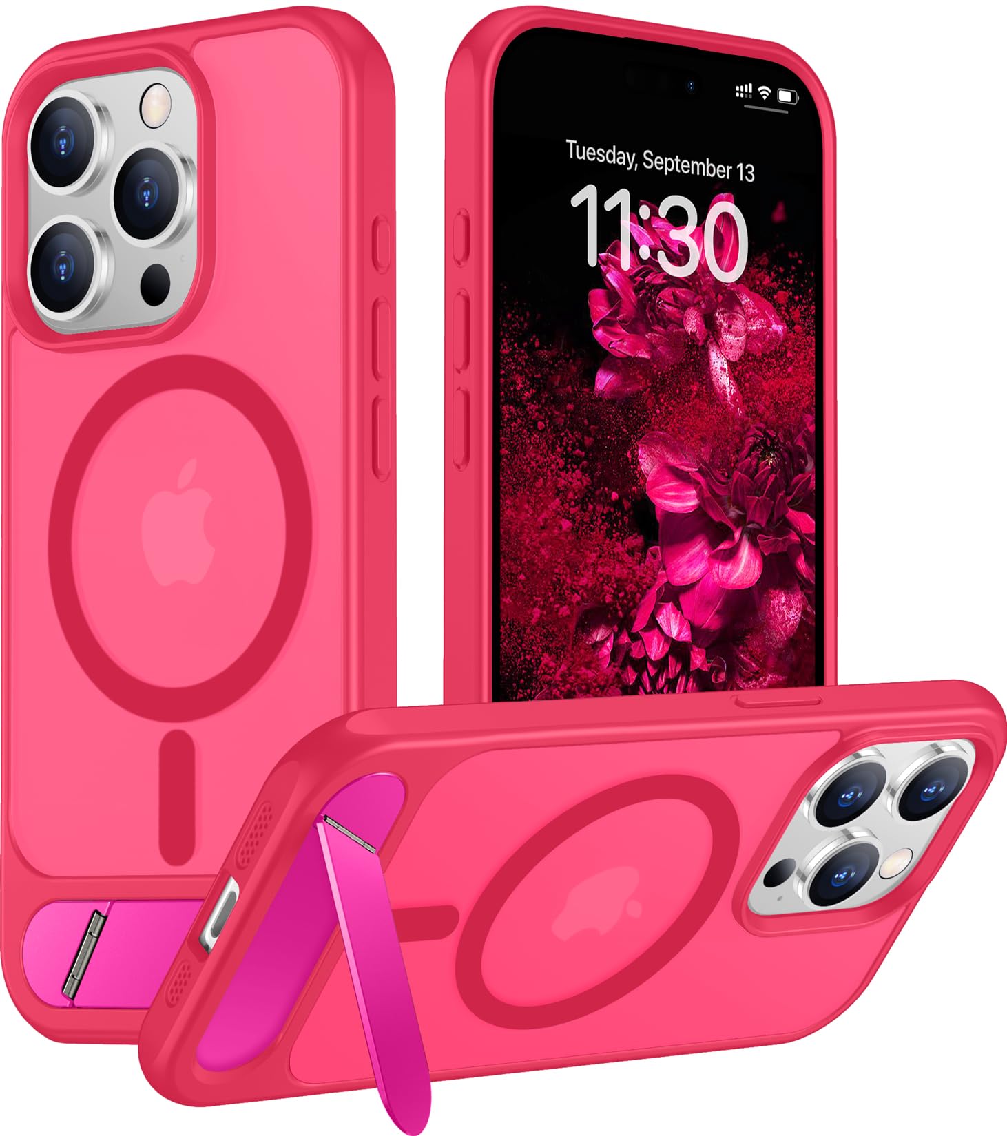 Temdan Magnetic Compatible with iPhone 15 Pro Max Case, [Built-in Invisible Kickstand][Compatible with MagSafe][Military Grade Shockproof] Slim Translucent Matte Phone Case for iPhone 15 Pro Max 6.7"