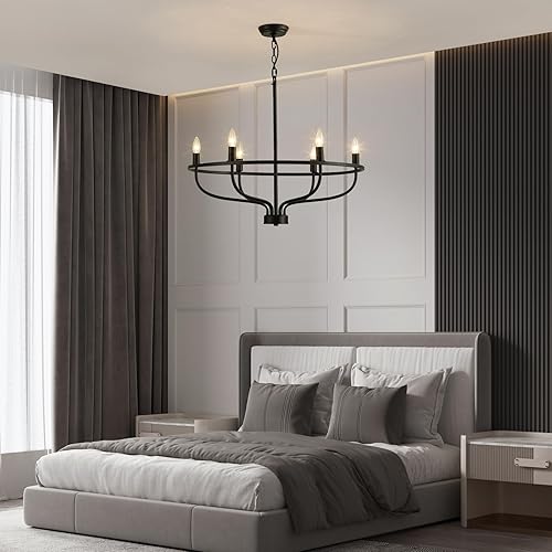 Miniatura 4 de Candelabro negro rústico de granja moderna para comedor, sala de estar, cocina, dormitorio y entrada