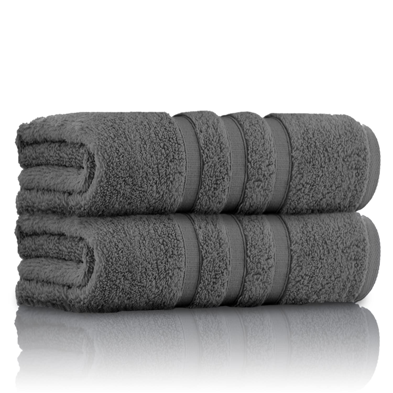GC GAVENO CAVAILIA 100% Ringspun Cotton Bath Towels, Luxury 550 GSM Zero Twist Towel Sheets, Charcoal, 70x120 Bath Towel