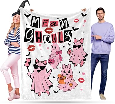 Eunigem Cute Halloween Blanket for Kids Teens Adults-Halloween Throws Blankets,Spooky Pink Purple Blankets 50"x 60" Color-1