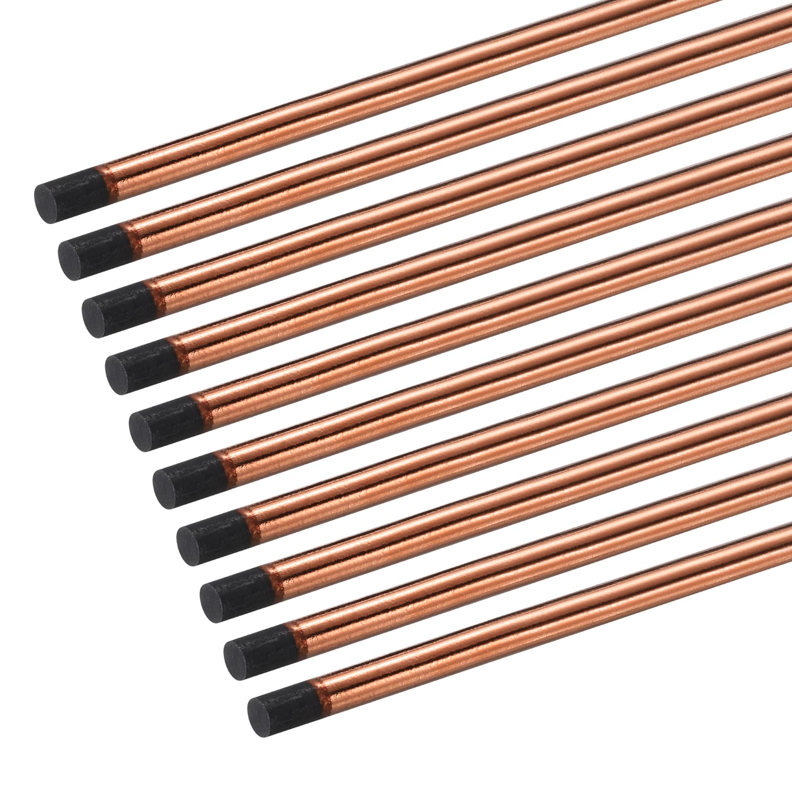 PATIKIL 10pcs 12mmx355mm(0.47"x14") Carbon Arc Air Gouging Rods Copper Graphite Coated Gouging Electrode Rods for Welding
