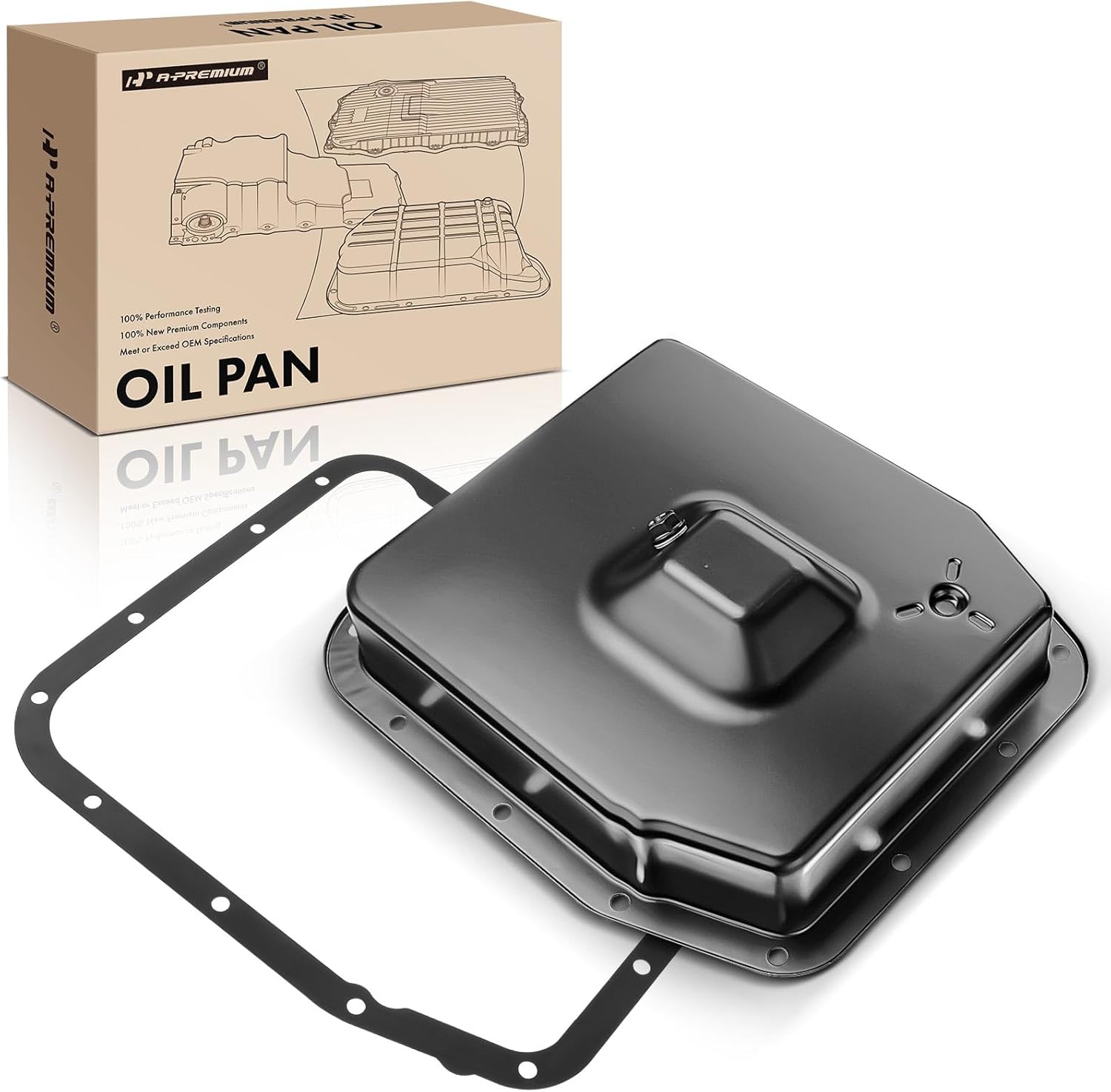A-Premium Transmission Oil Pan with Drain Plug & Gasket Compatible with 4R70W 4R75W 4R75E AOD-E Transmission & Ford F-150 Crown Victoria Expedition Mustang & Mercury Cougar Grand Marquis Marauder Oil Pan and Gasket Kit