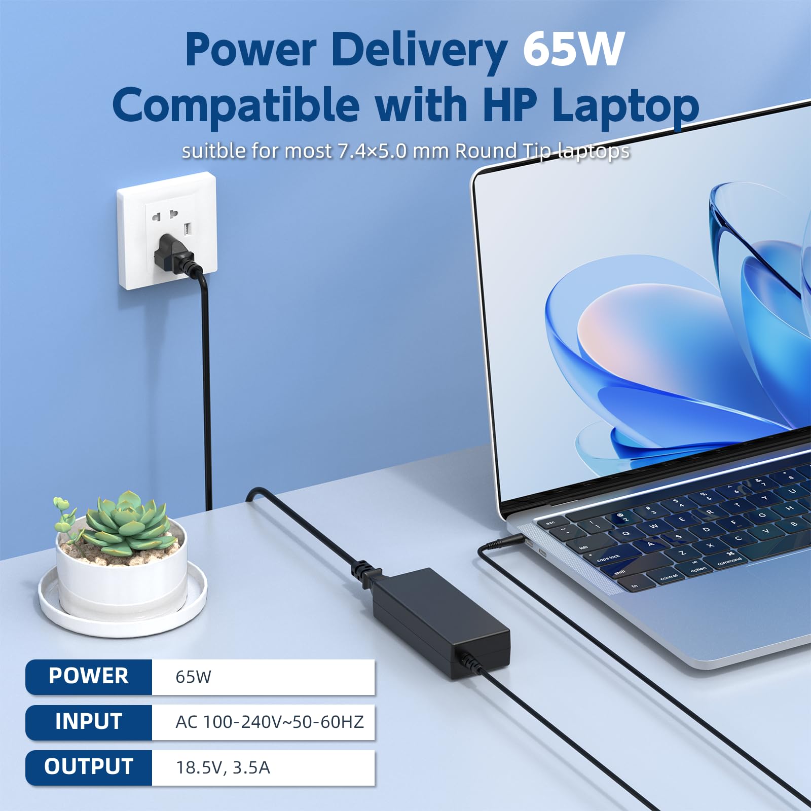 65w AC Adapter Laptop Charger Compatible with HP Pavilion G4 G6 G7