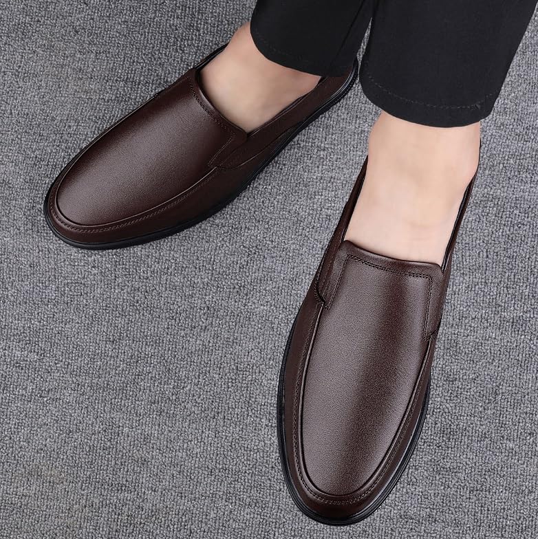 Men's Dress Shoes Breathable Leather Wingtip Brogue Oxfords Slip On Pointed Toe Derbys Classic Formal Business Shoes for Men3