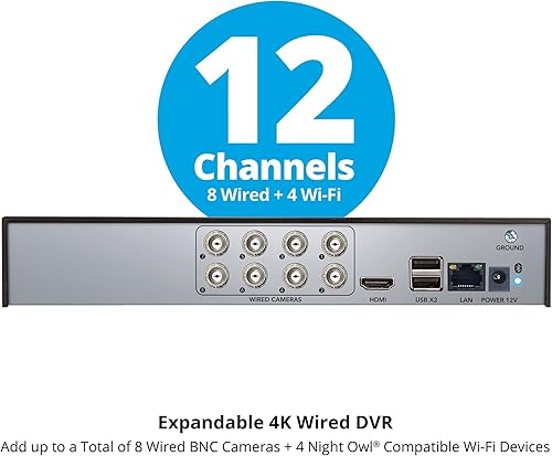 Miniatura 6 de Night Owl Audio de 2 vías DVR 4K de 12 canales con disco duro de 2 TB. Añade hasta 12 dispositivos en total