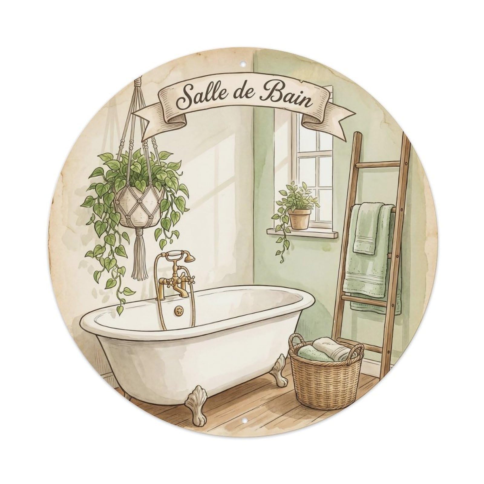 Bathroom Pothos Floral Bathroom Metal Tin Sign