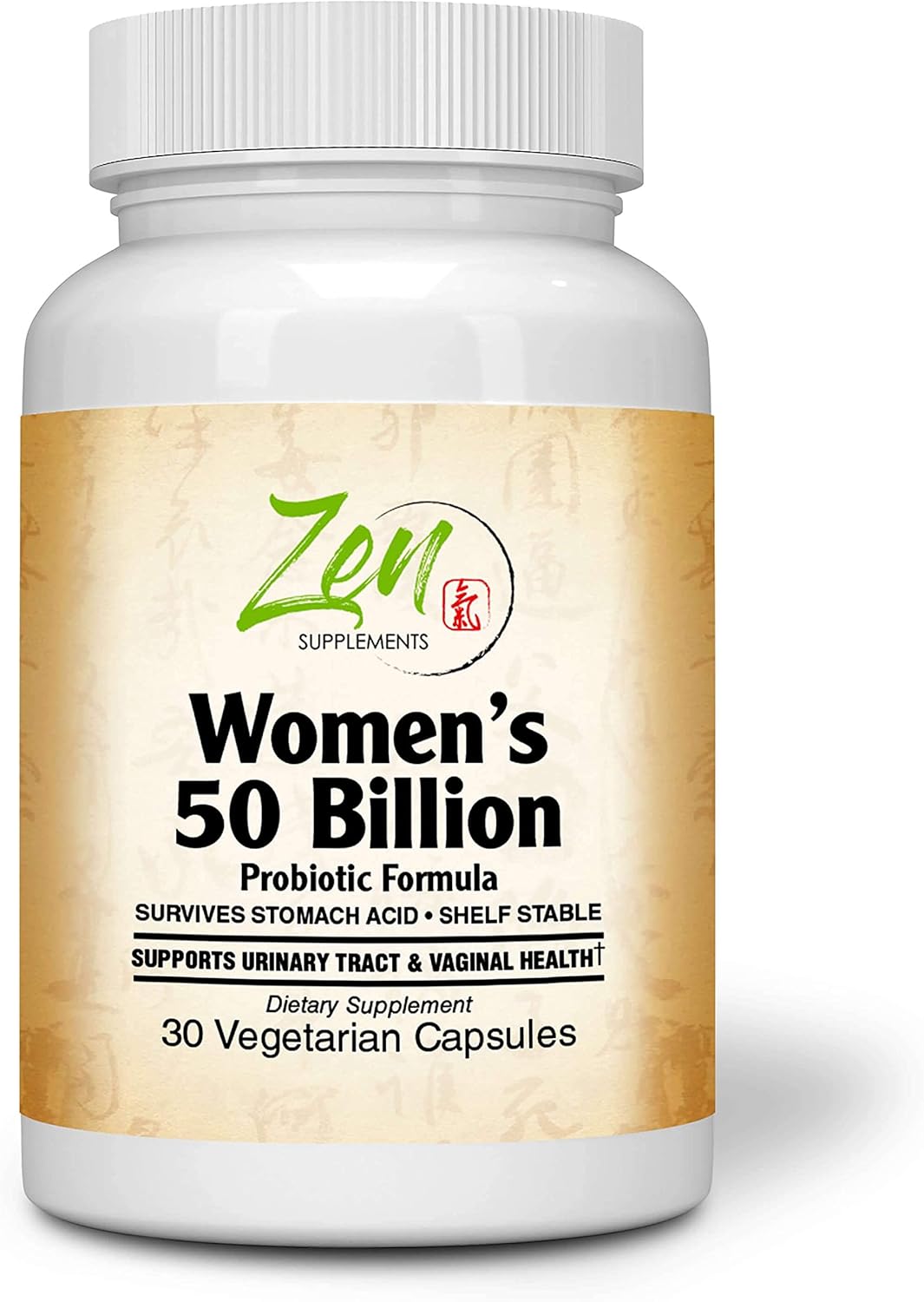 Zen Supplements - Womens 50 Billion Probiotic Formula - Supports Urinary and Vaginal Health with Lactobacilli & Bifado Blended Strains Survives Stomach Acid, Shelf Stable 30-Vegcaps