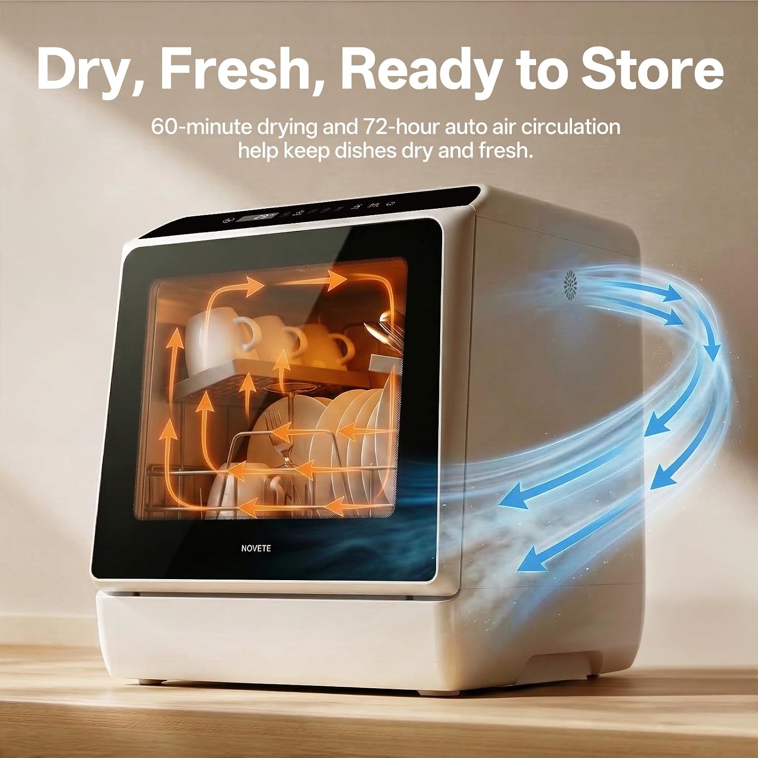  Portable Countertop Dishwashers, Compact Dishwashers with 5L Built-in Water Tank & Inlet Hose, 5 Washing Programs, Baby Care, Air-Dry Function and LED Light for Small Apartments thumbnail