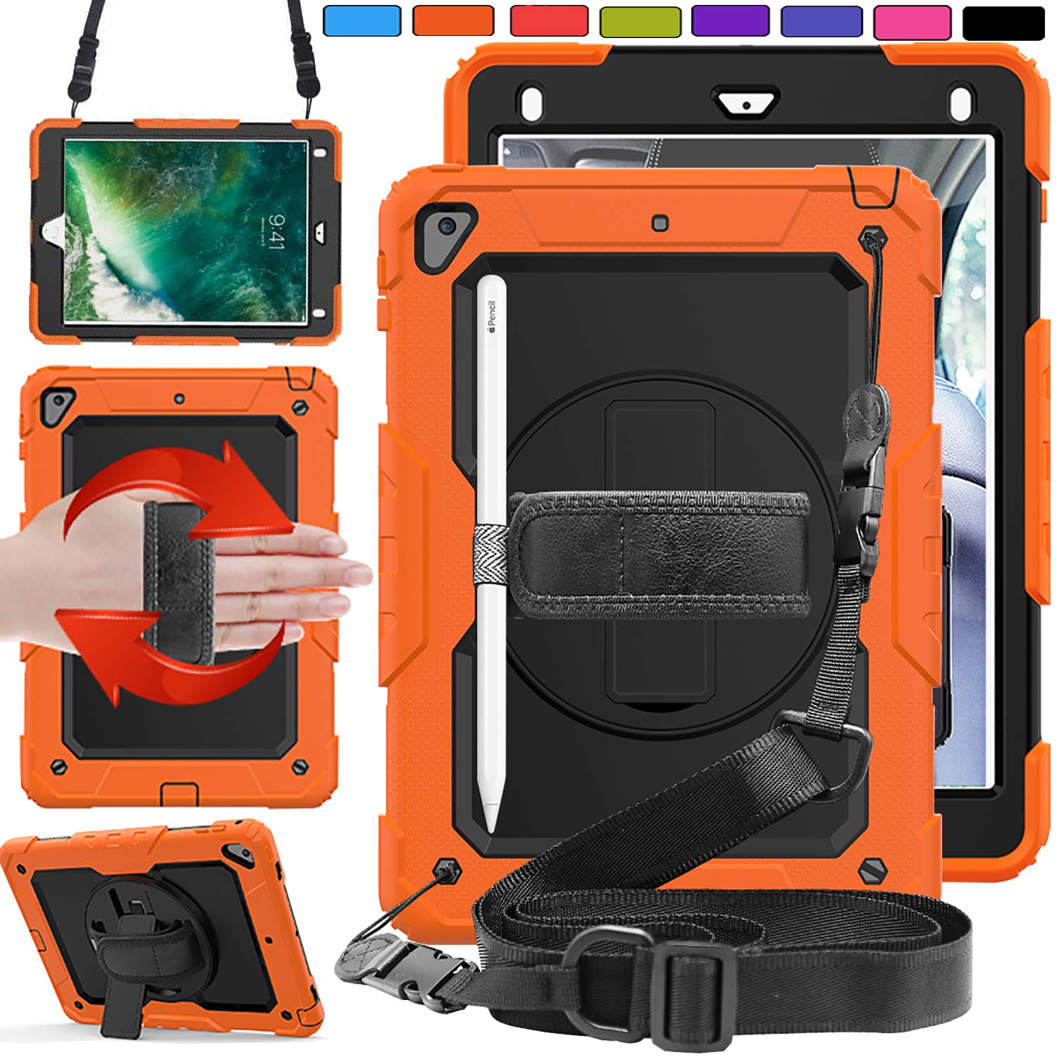 DuraSafe Cases for iPad PRO 9.7 InchiPad 6th 5th Air 2nd [ Pro 9.7 6/5 Air 2 ] Gen A1893 A1822 A1474 A1475 A1476 A1566 A1673 A1674 Full-Body Protective Shock Proof Cover with Shoulder Strap - Orange (B082SMX3NJ) Amazon Price History, Amazon Price Tracker