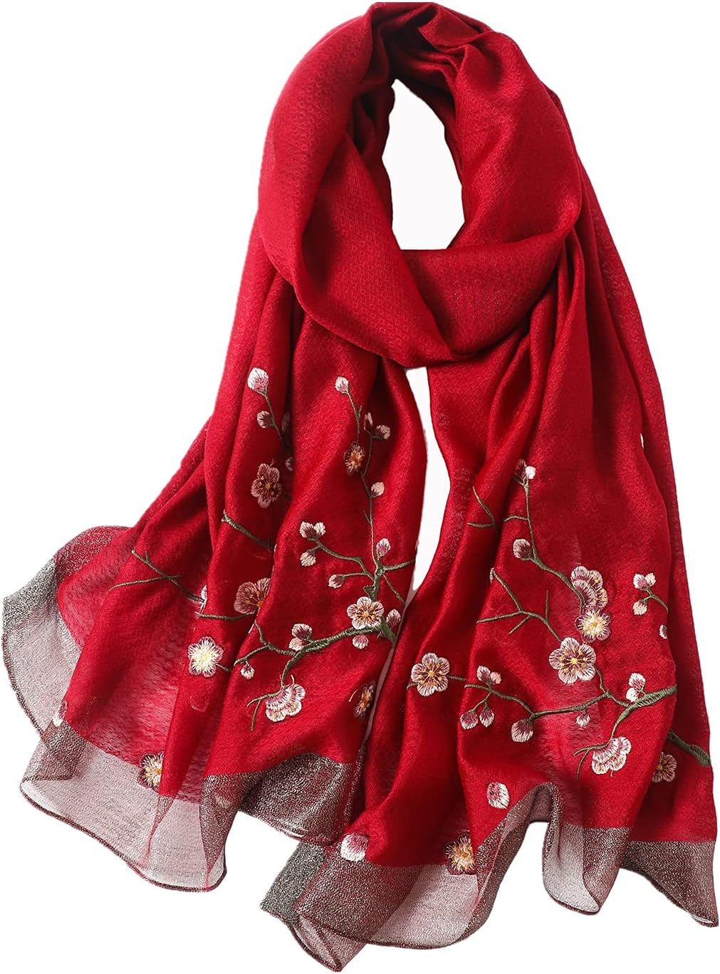 Embroidered Floral Pattern Shawl and Wraps