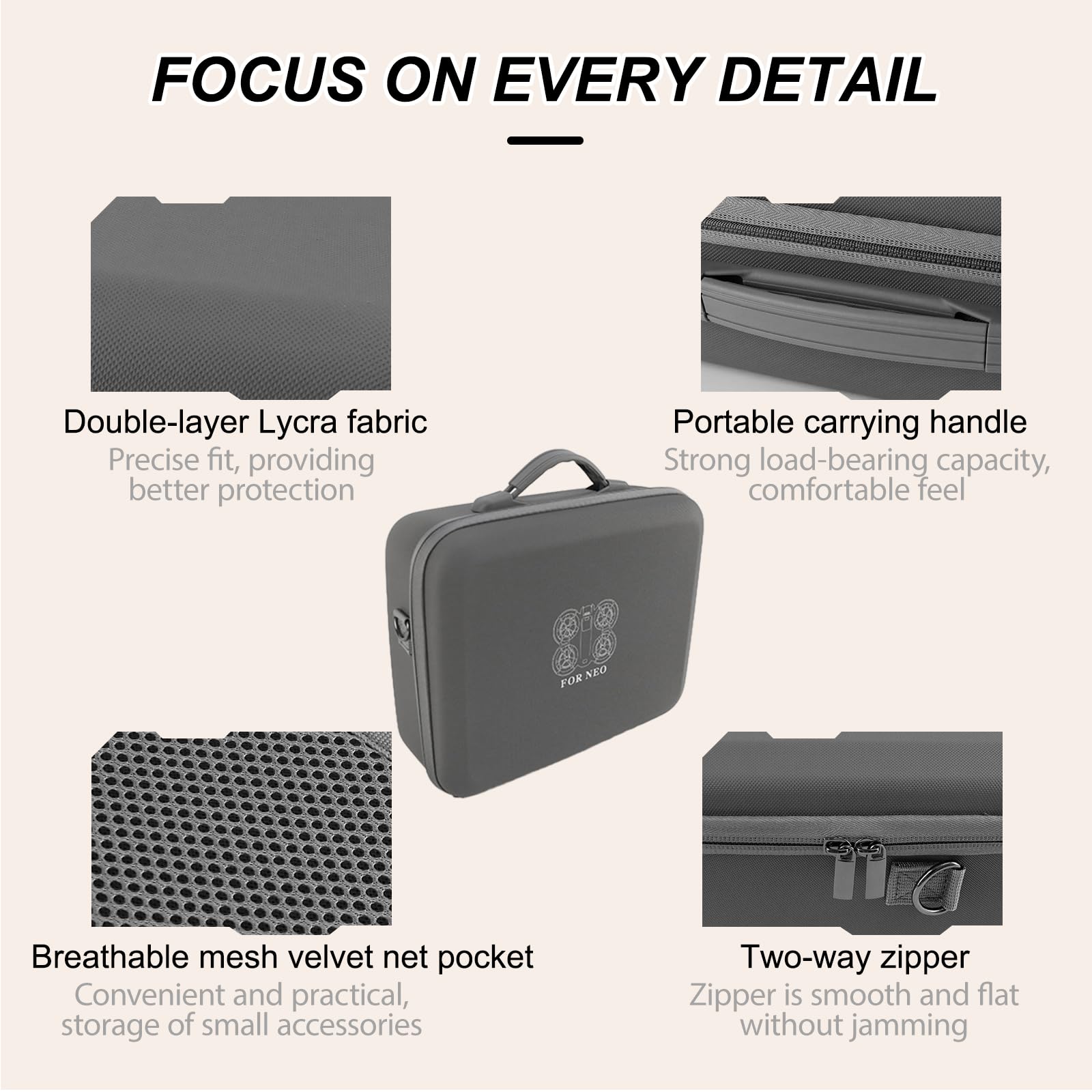 Leichte Tragetasche kompatibel mit DJI Neo Fly More Combo,PU-Leder Harte Tragetasche mit Schultergurt,Aufbewahrungs Tasche,Wasserdichter Koffer,für RC-N3,Propellern und Zwei-Wege-Lade-Hub-Zubehö