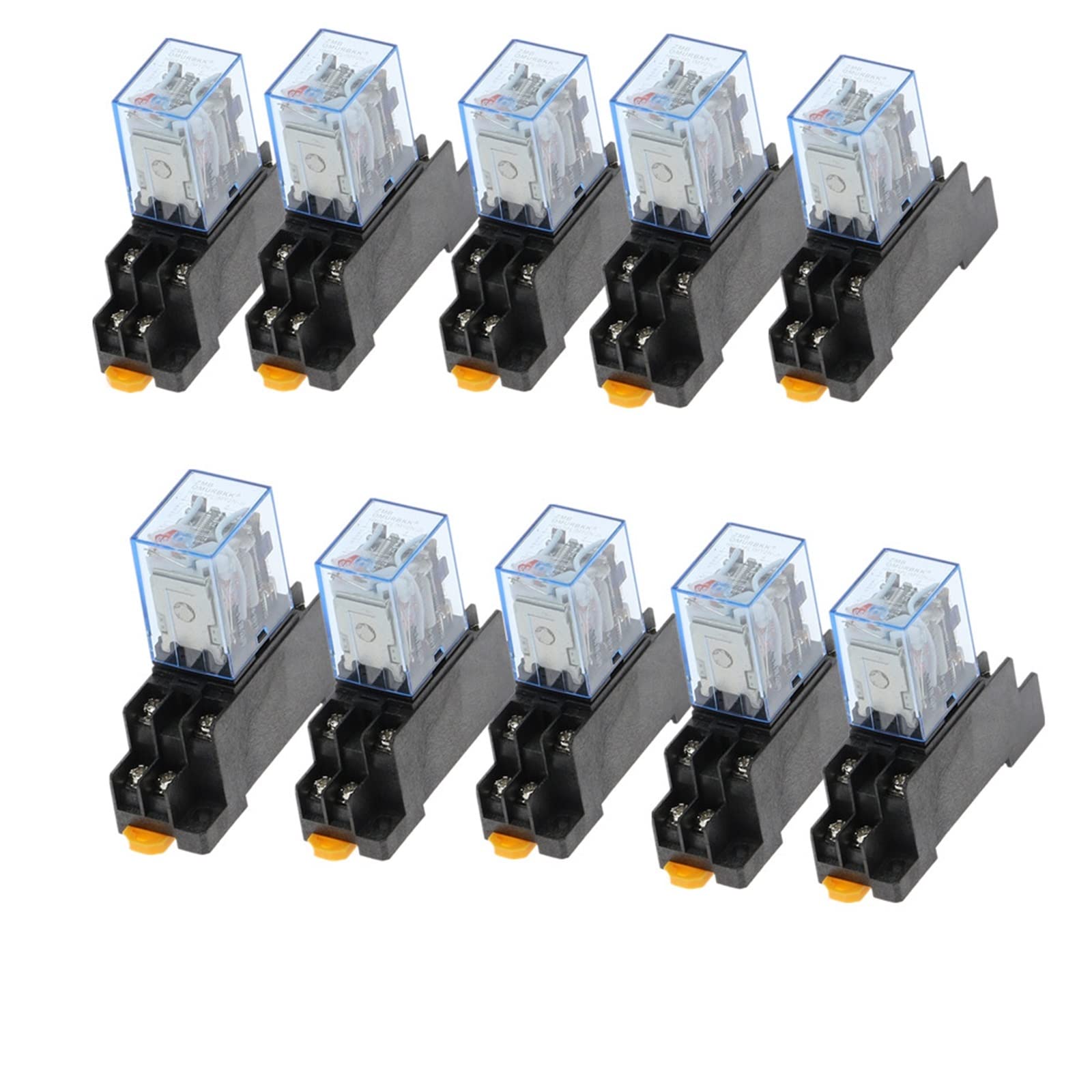 Juego de 10 relés potencia electromagnética DPDT bobina MY2NJ con Base enchufe, 8 pines CC/CA 12V 24V 36V 110V 220V 380V(Motor With Bracket)