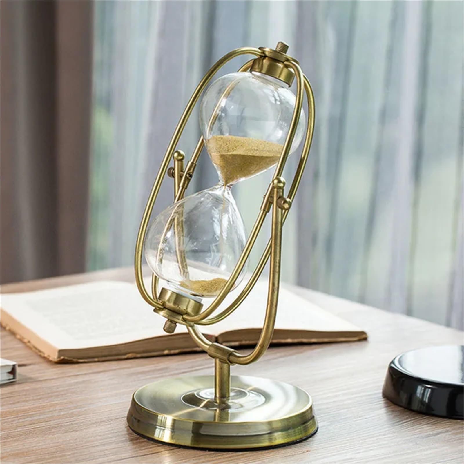 Reloj de Arena Giratorio de Metal para decoración de Sala de Estar.