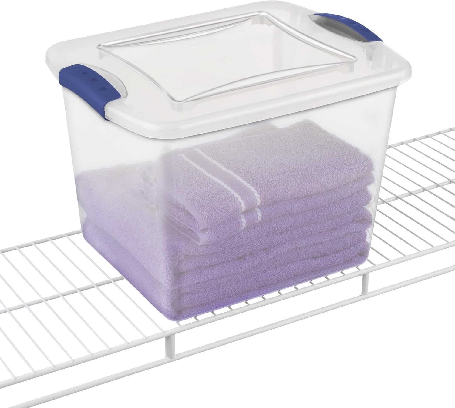 (2 pack) 27 Quart Clear Latching Storage Bin with Lid, Stackable Plastic Container for Shelves, Closet & Craft Storage