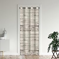 Vista 8 de Cortinas de puerta de panel de madera marrón para puertas, decoración de pared rústica de granja, cortina opaca para armario de dormitorio de niños